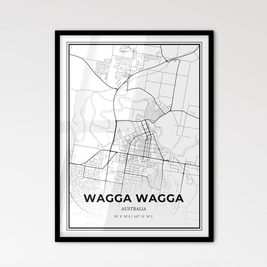 Wagga Wagga Australia - Scandinavian Style City Map for Modern Home Decor