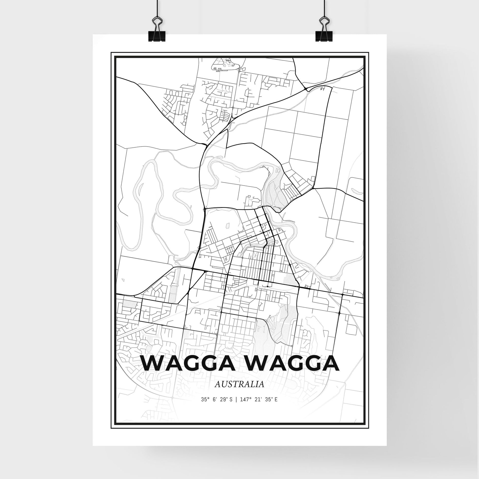 Wagga Wagga Australia - Premium City Map Poster