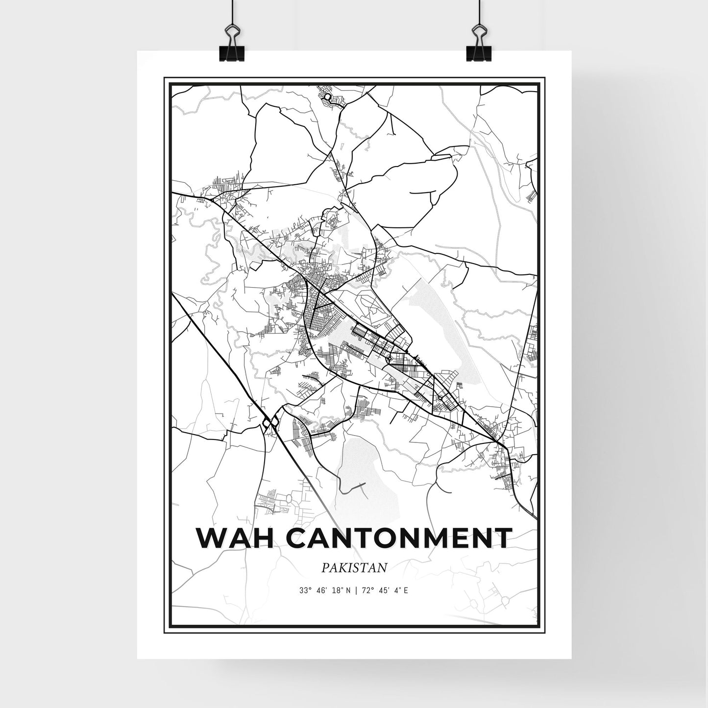 Wah Cantonment Pakistan - Premium City Map Poster