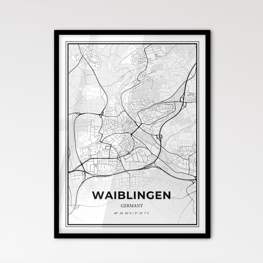 Waiblingen Germany - Scandinavian Style City Map for Modern Home Decor