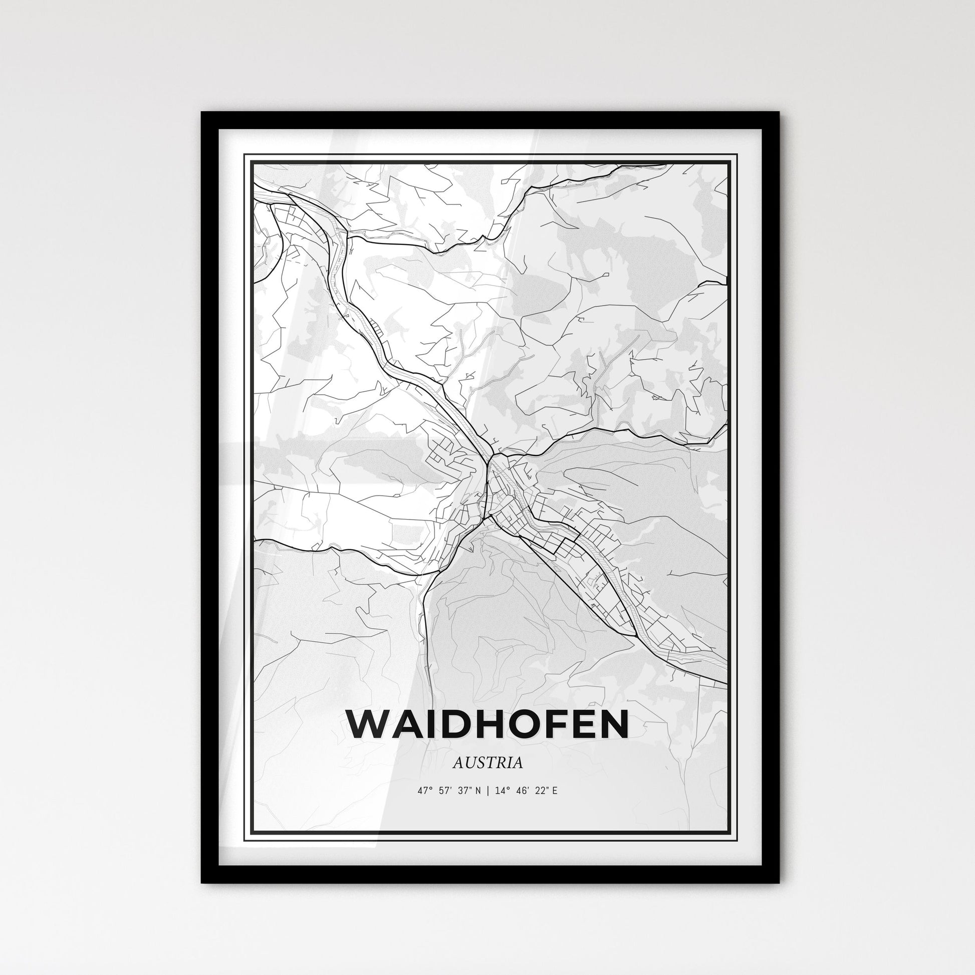 Waidhofen Austria - Scandinavian Style City Map for Modern Home Decor