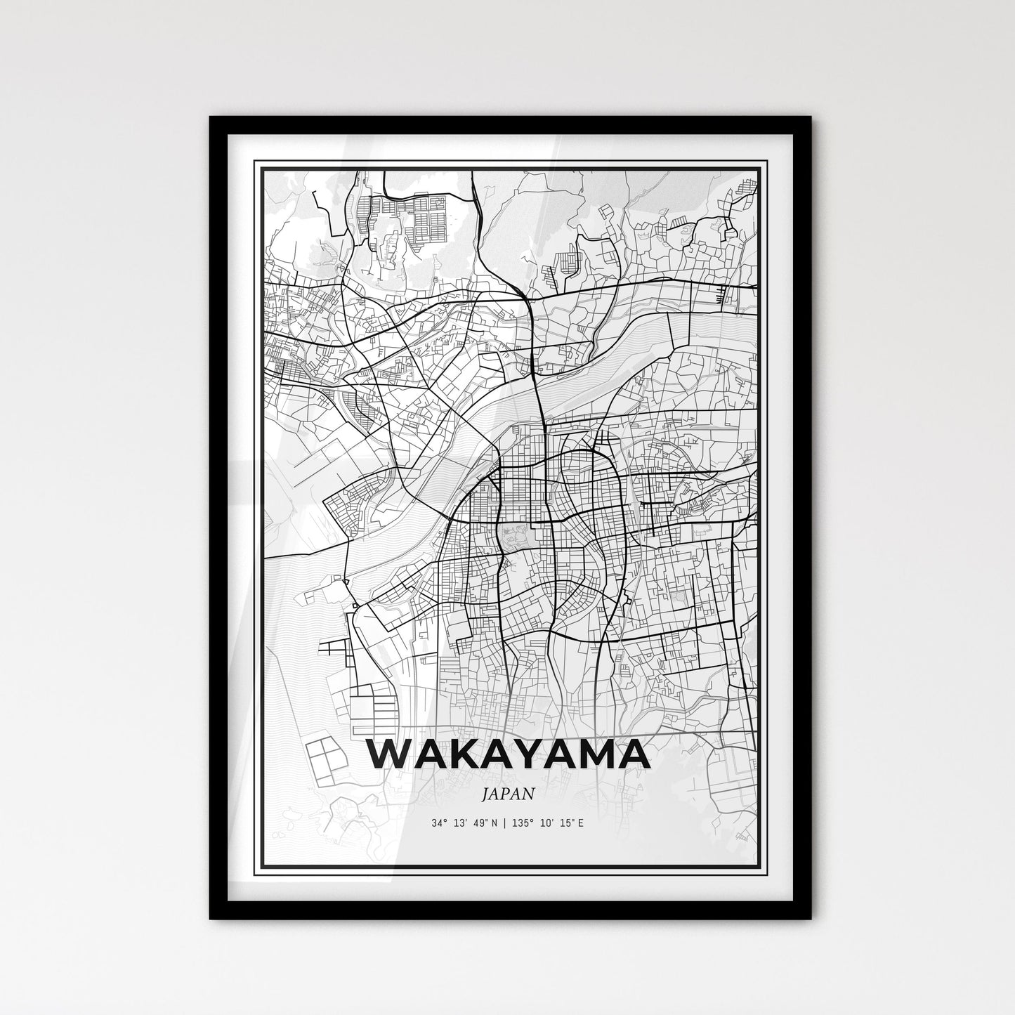 Wakayama Japan - Scandinavian Style City Map for Modern Home Decor