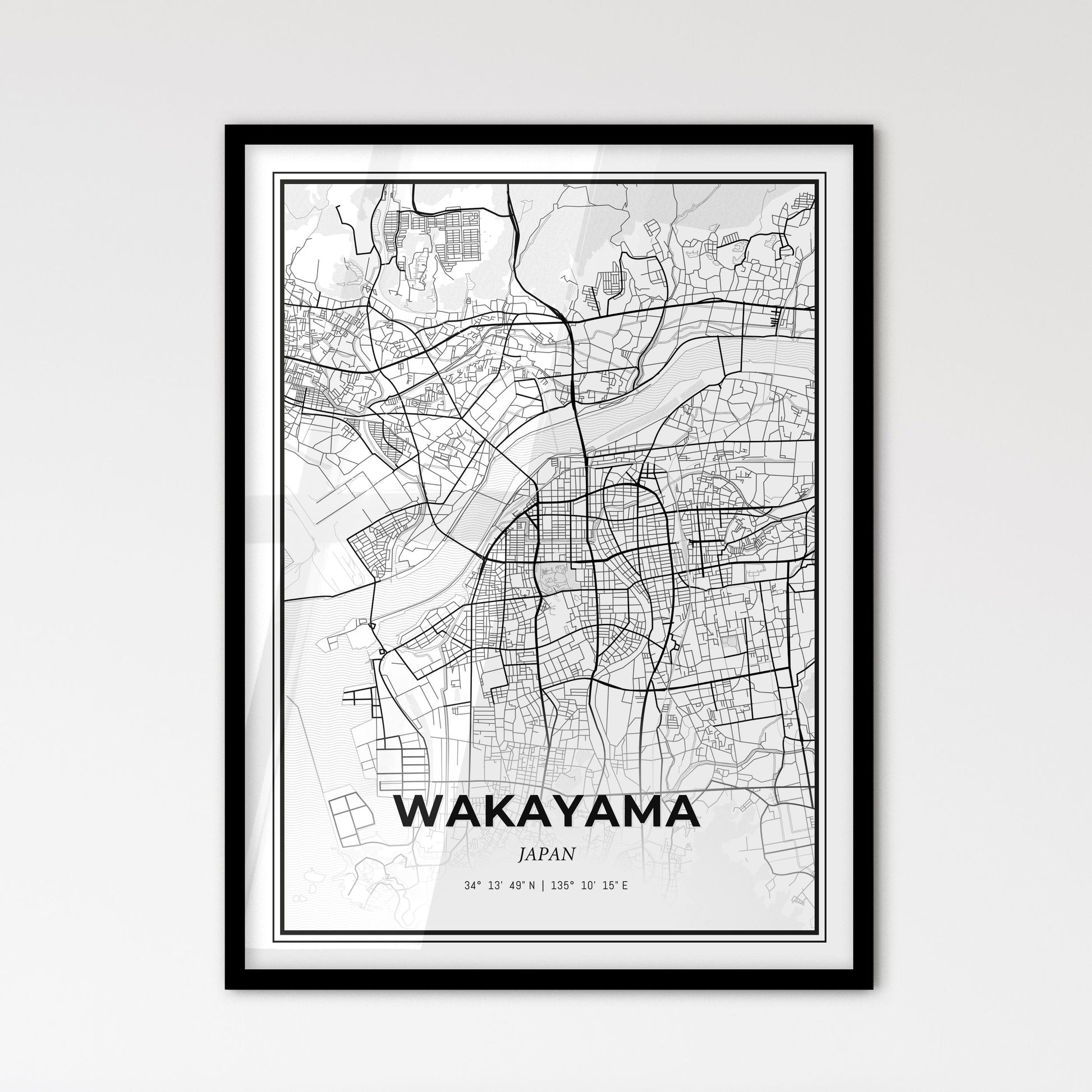 Wakayama Japan - Scandinavian Style City Map for Modern Home Decor