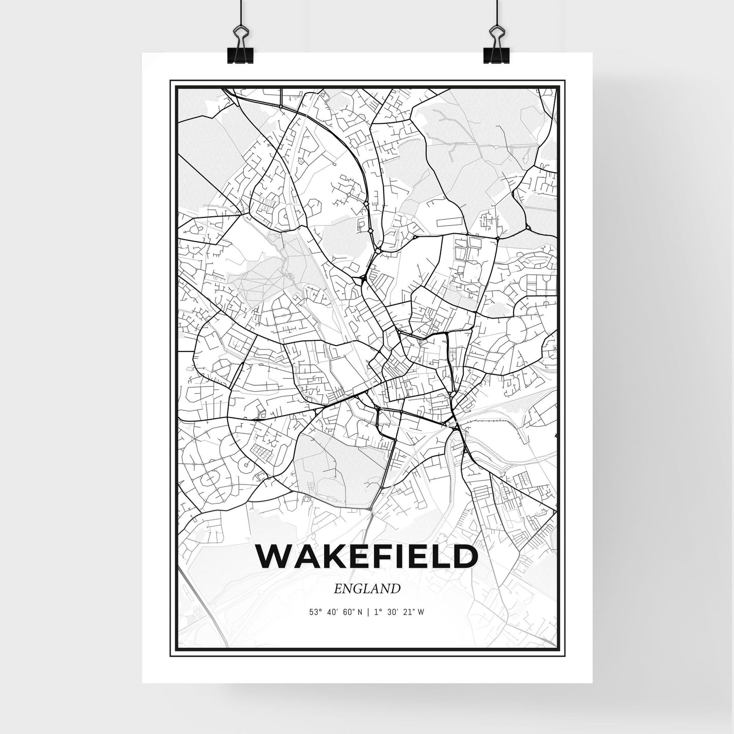 Wakefield England - Premium City Map Poster