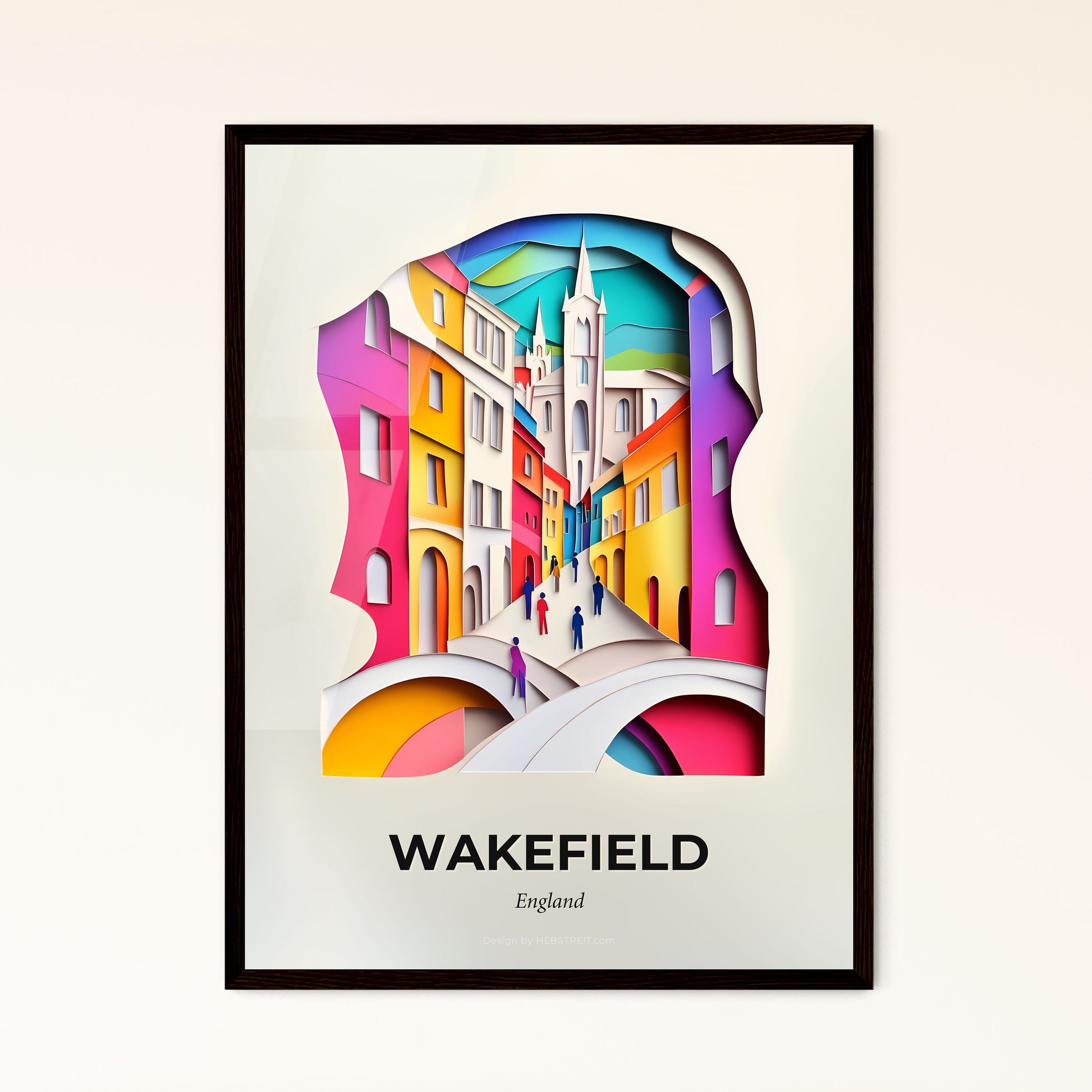 Vivid Wakefield, England - a paper cut of a city with a bridge