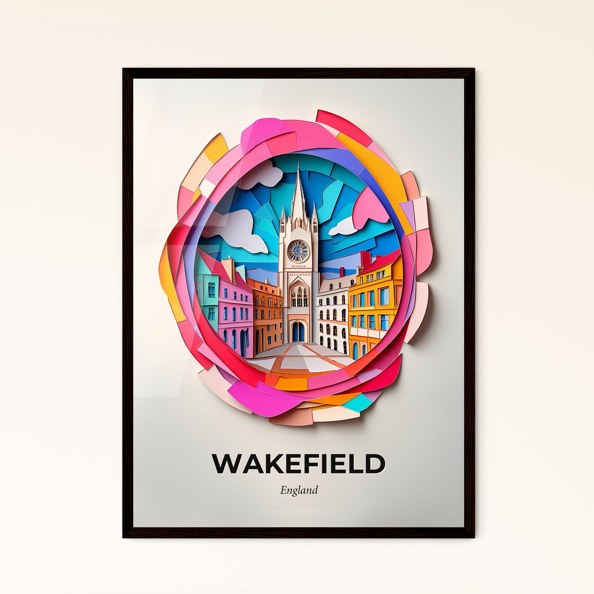 Vivid Wakefield, England - a clock with a clock tower in the middle of a city