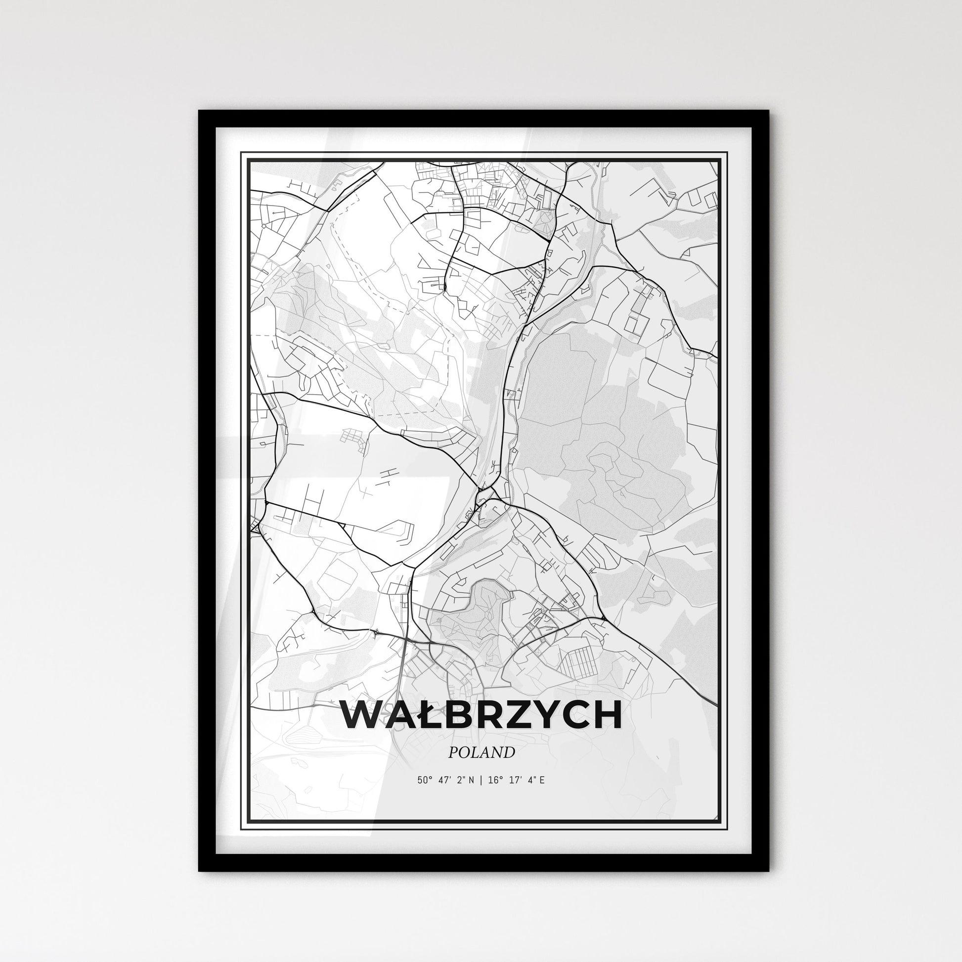 Wałbrzych Poland - Scandinavian Style City Map for Modern Home Decor