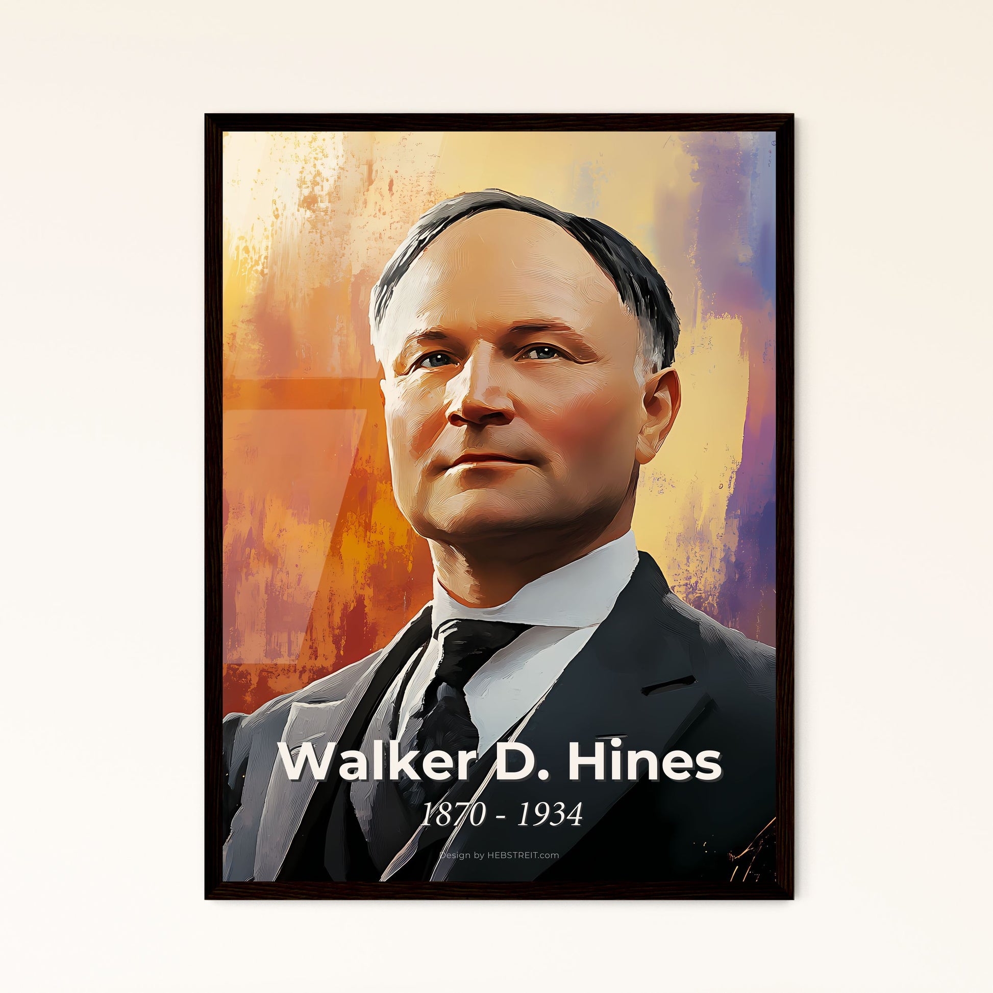 Portrait of Walker D. Hines, 1870 - 1934. Impressionistic painting of a man in a suit.