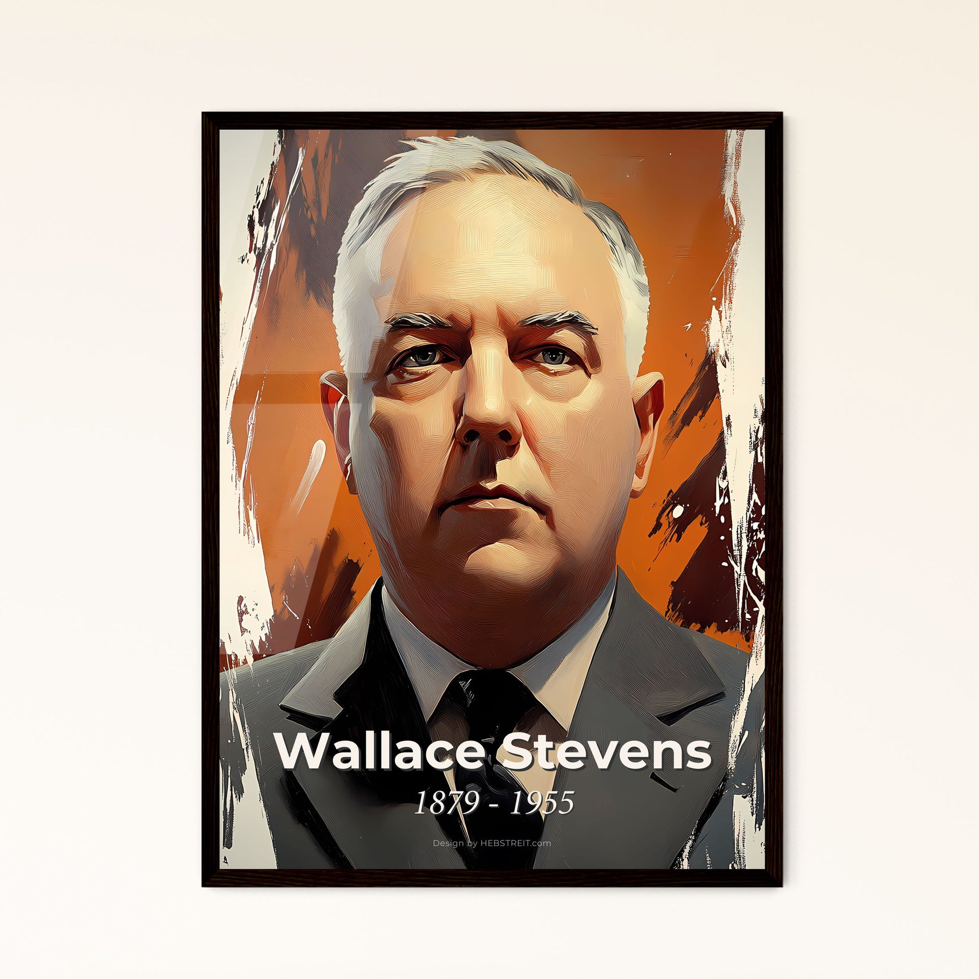 Portrait of Wallace Stevens, 1879 - 1955. Impressionistic painting of a man in a suit.