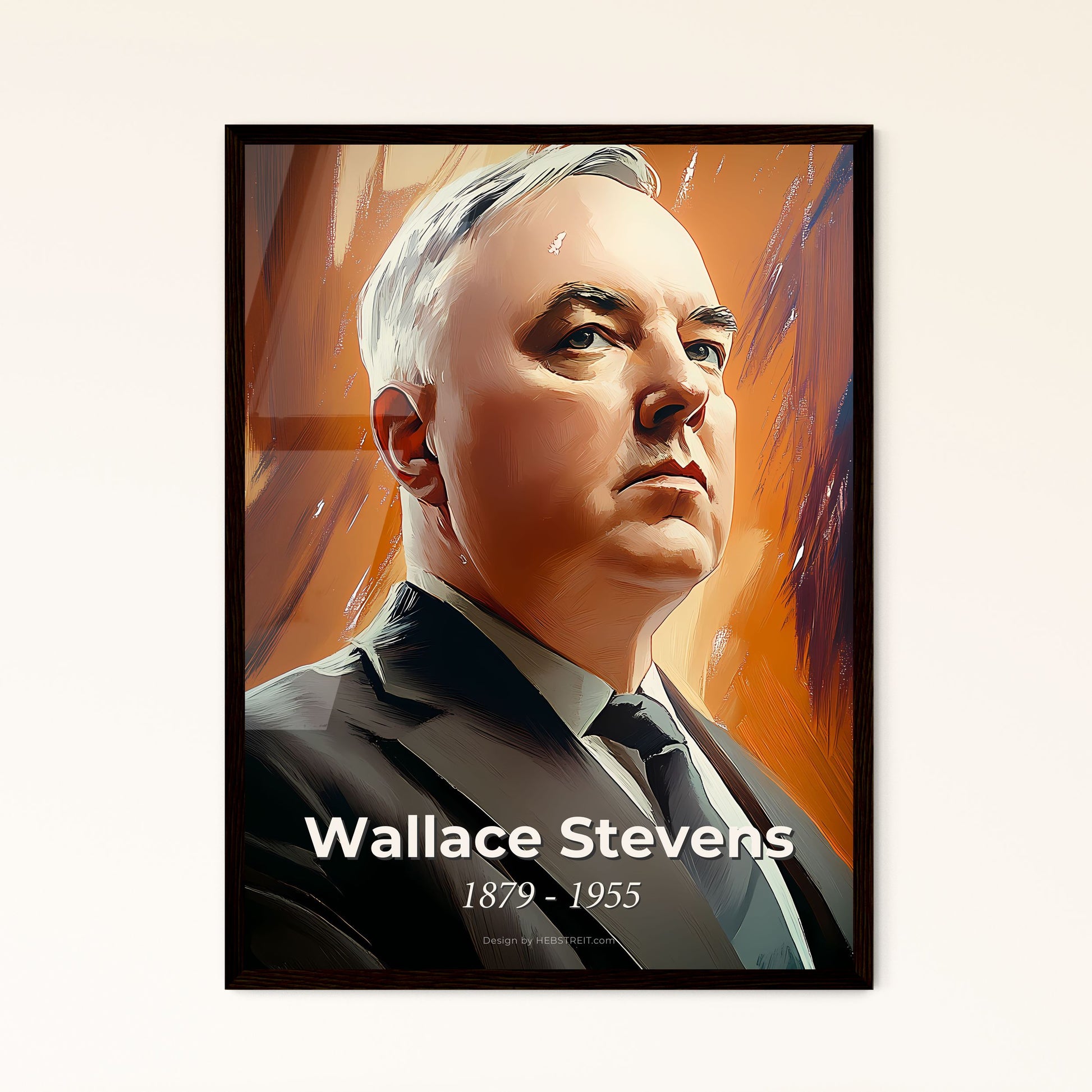 Portrait of Wallace Stevens, 1879 - 1955. Impressionistic painting of a man in a suit.