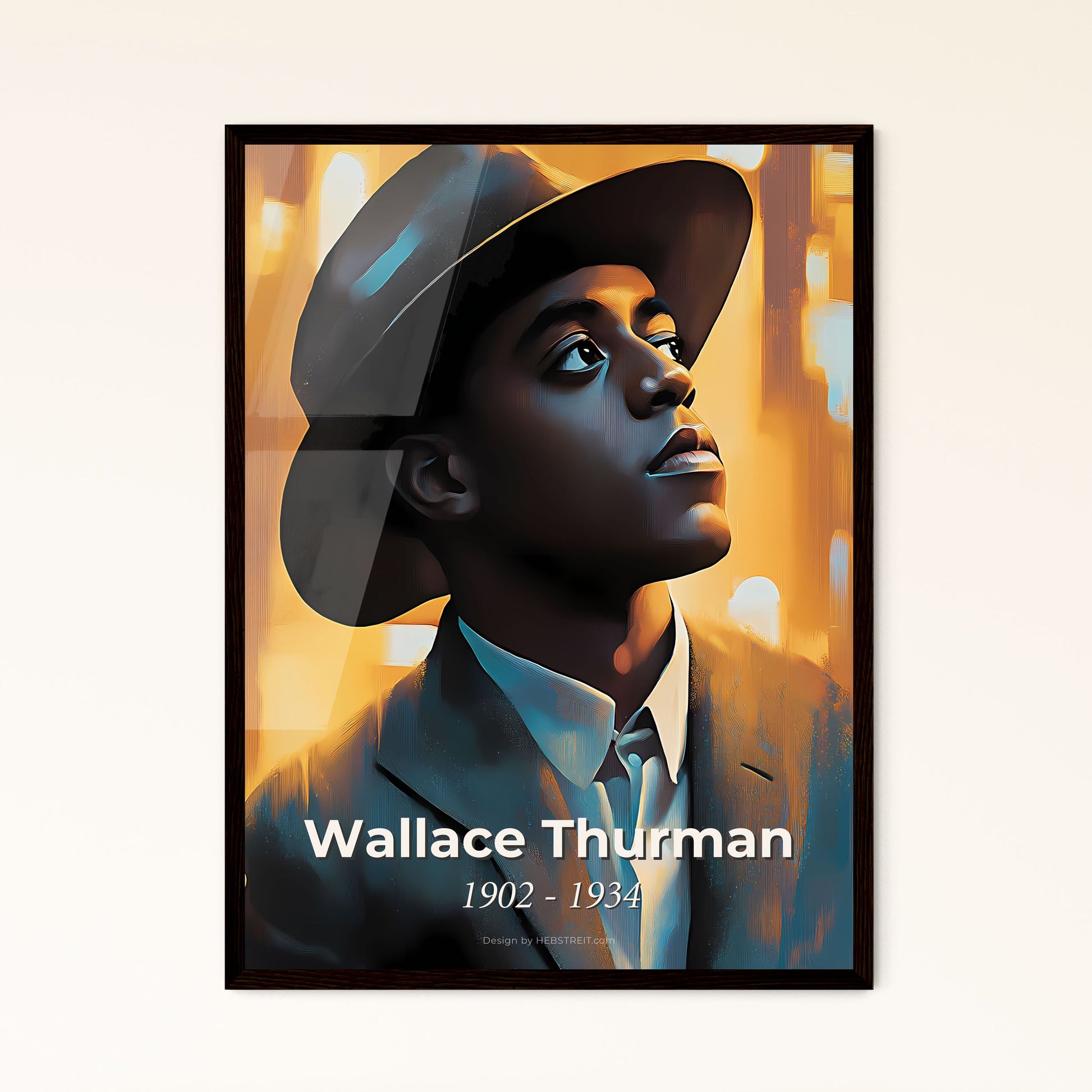 Portrait of Wallace Thurman, 1902 - 1934. Impressionistic painting of a man in a suit and hat.