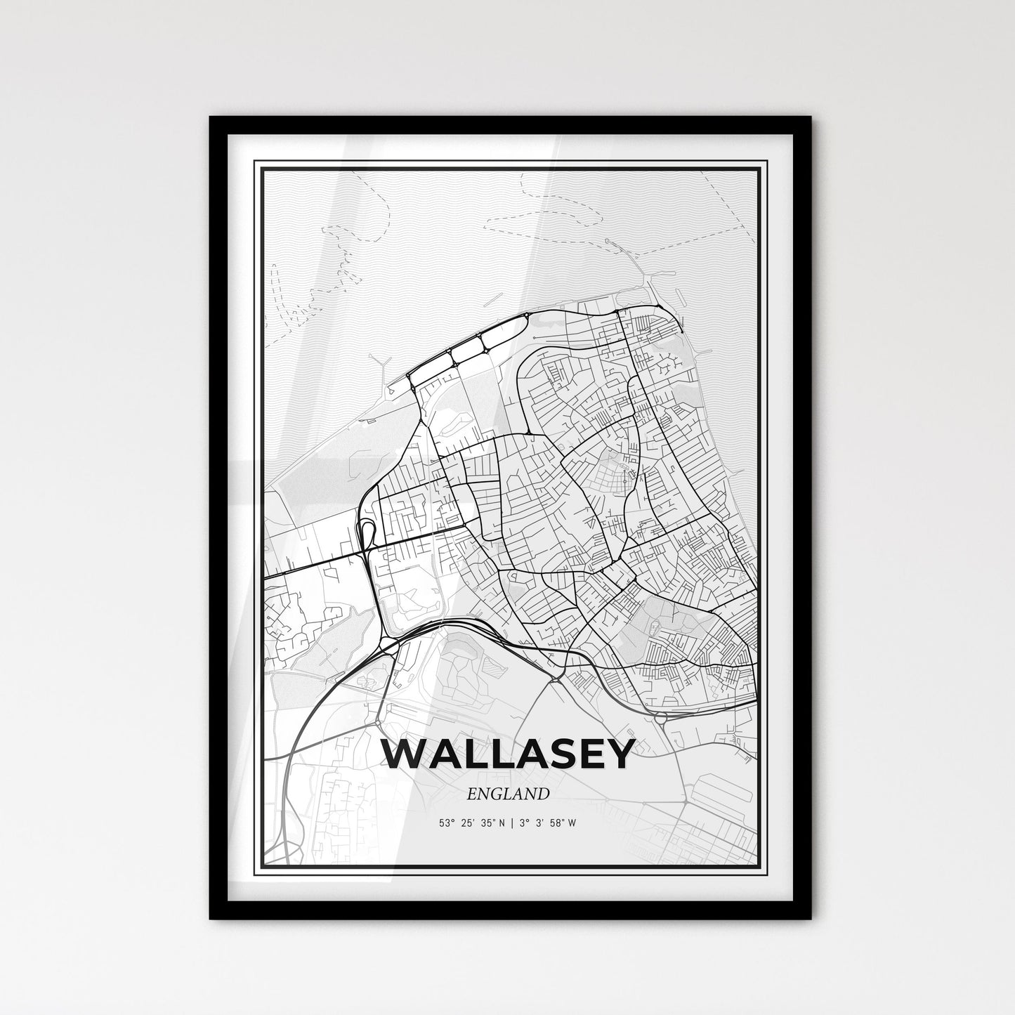 Wallasey England - Scandinavian Style City Map for Modern Home Decor