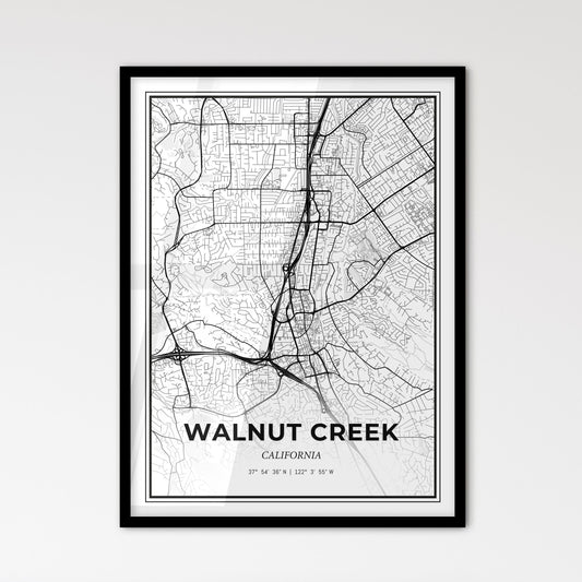 Walnut Creek California - Scandinavian Style City Map for Modern Home Decor