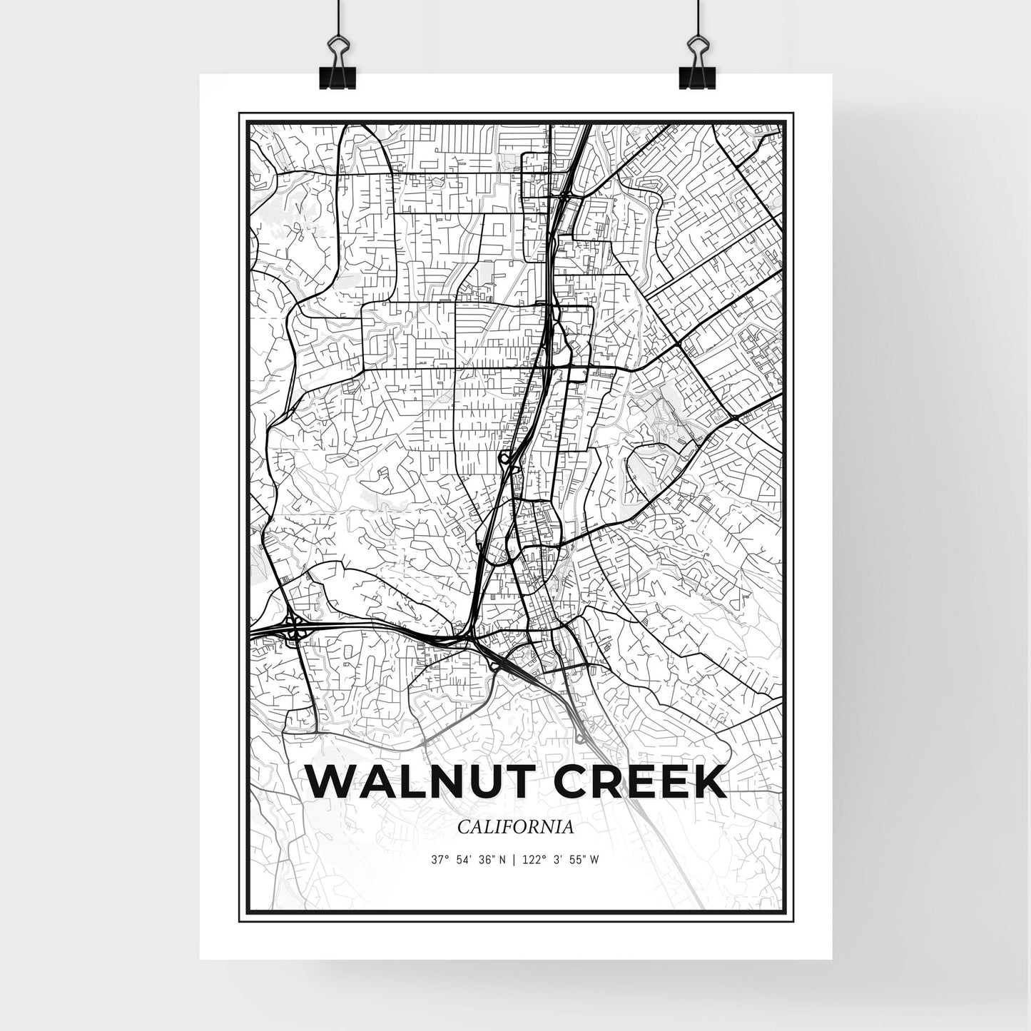 Walnut Creek California - Premium City Map Poster