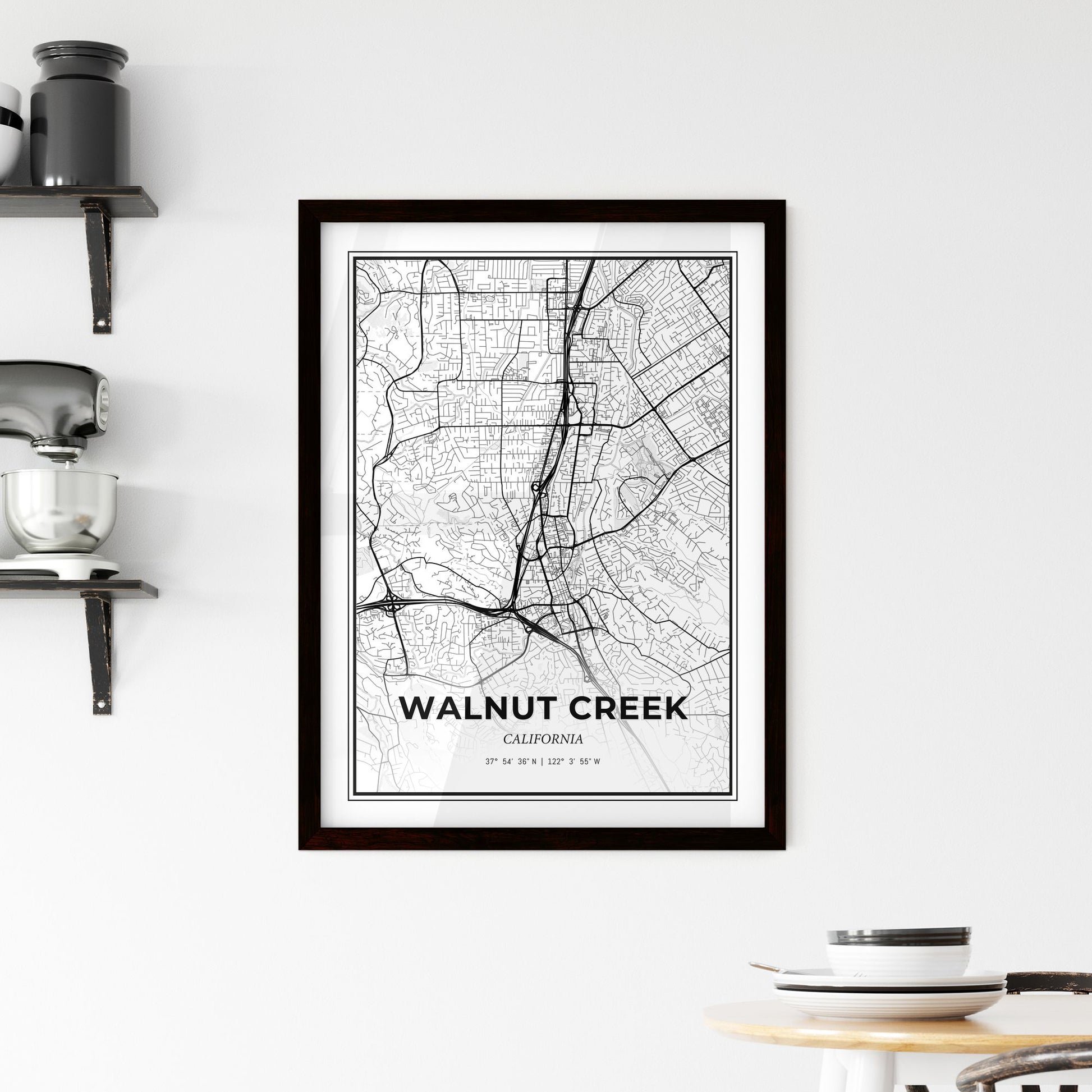 Walnut Creek California - Minimal City Map