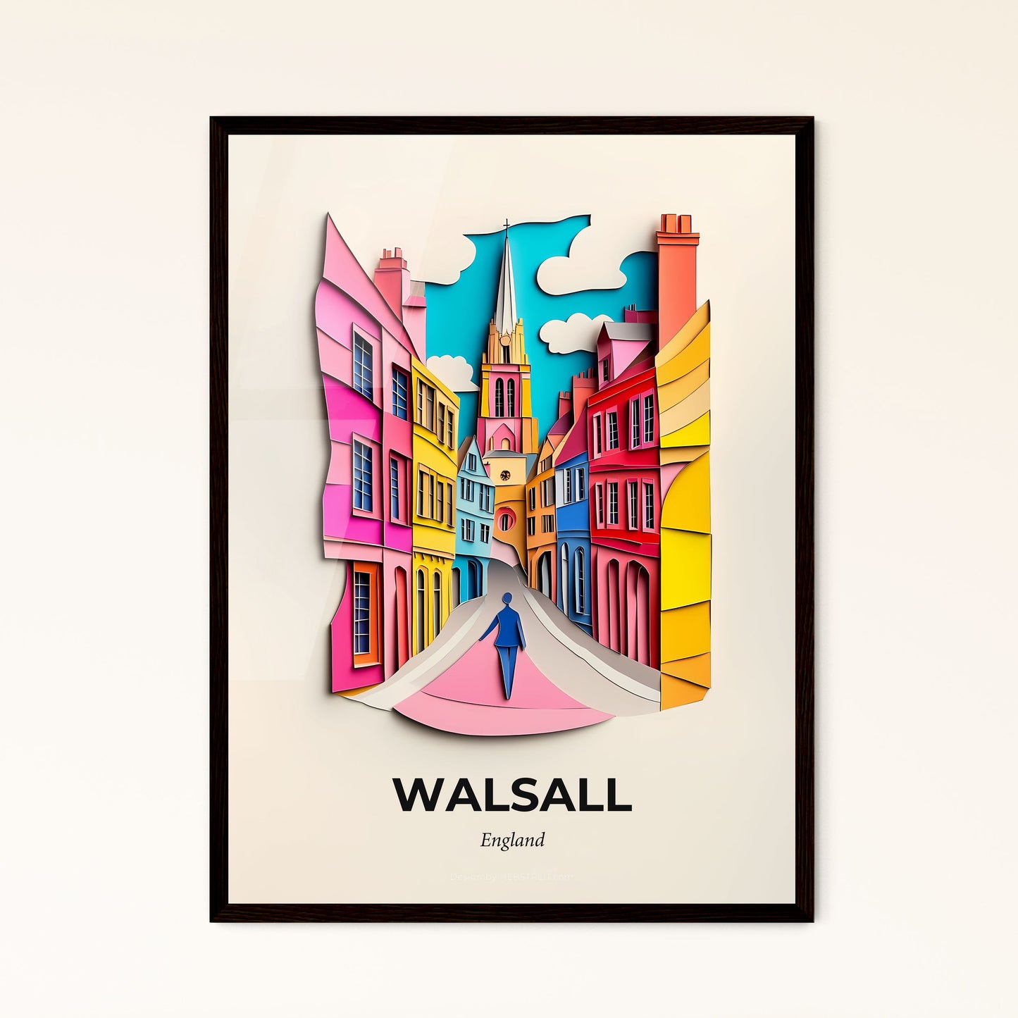 Vivid Walsall, England - a paper cut of a person walking down a street