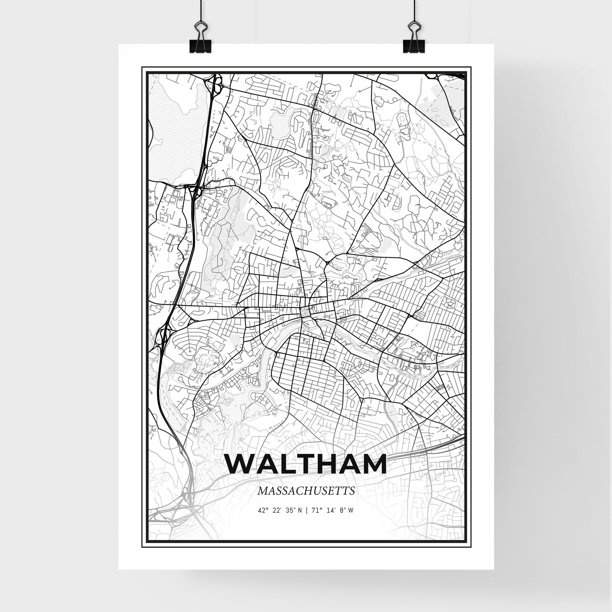 Waltham Massachusetts - Premium City Map Poster