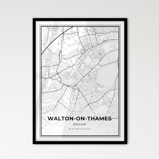 Walton-on-Thames England - Scandinavian Style City Map for Modern Home Decor