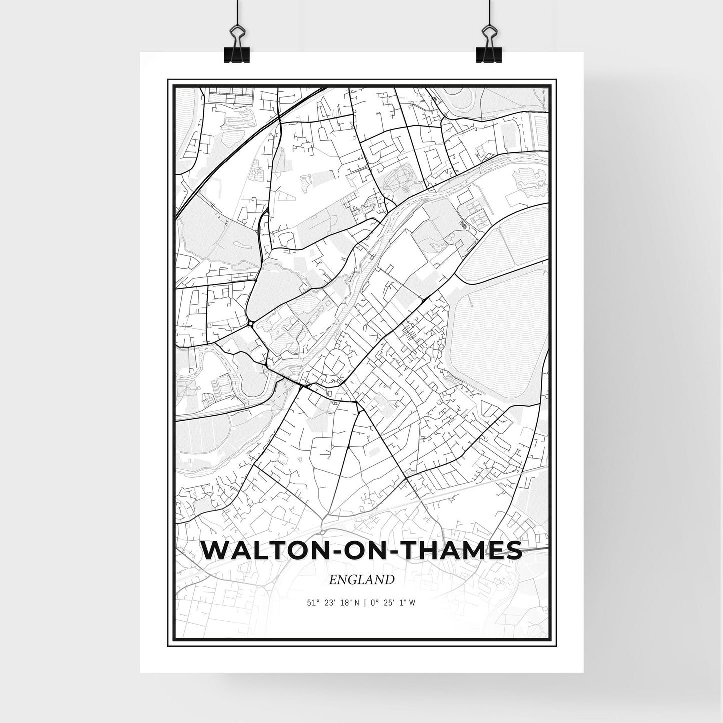 Walton-on-Thames England - Premium City Map Poster