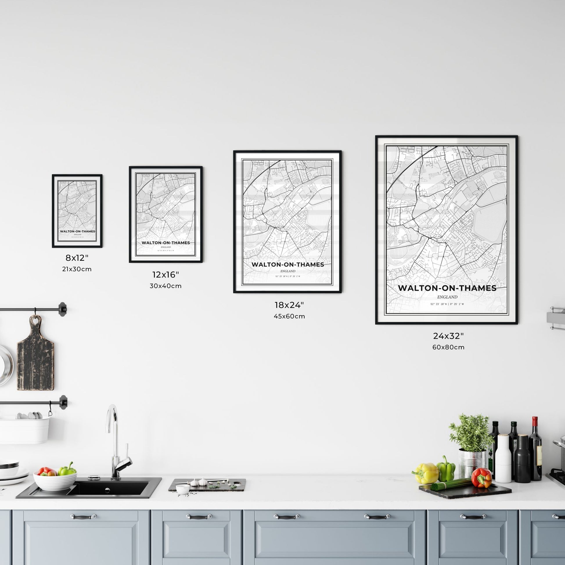 Walton-on-Thames England - Customizable Modern City Map