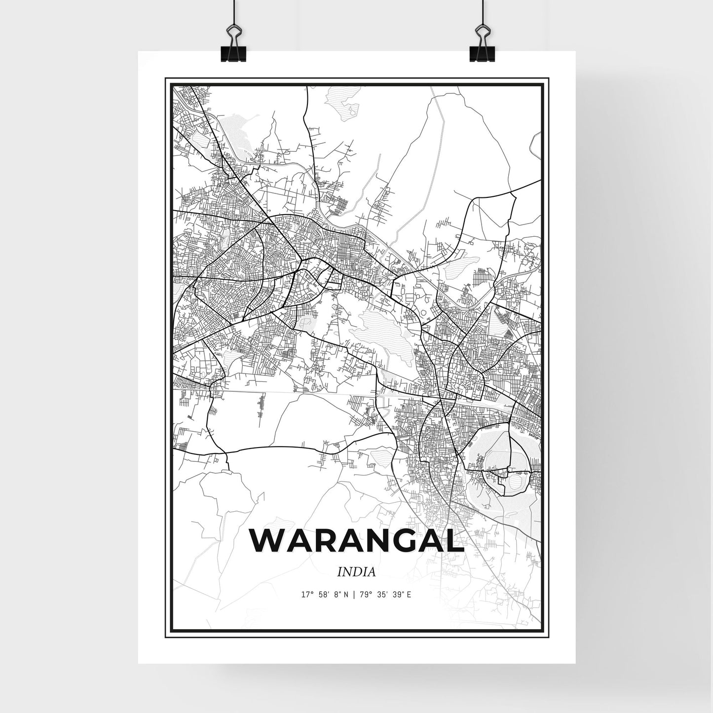 Warangal India - Premium City Map Poster