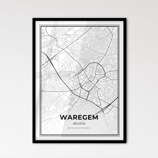 Waregem Belgium - Scandinavian Style City Map for Modern Home Decor