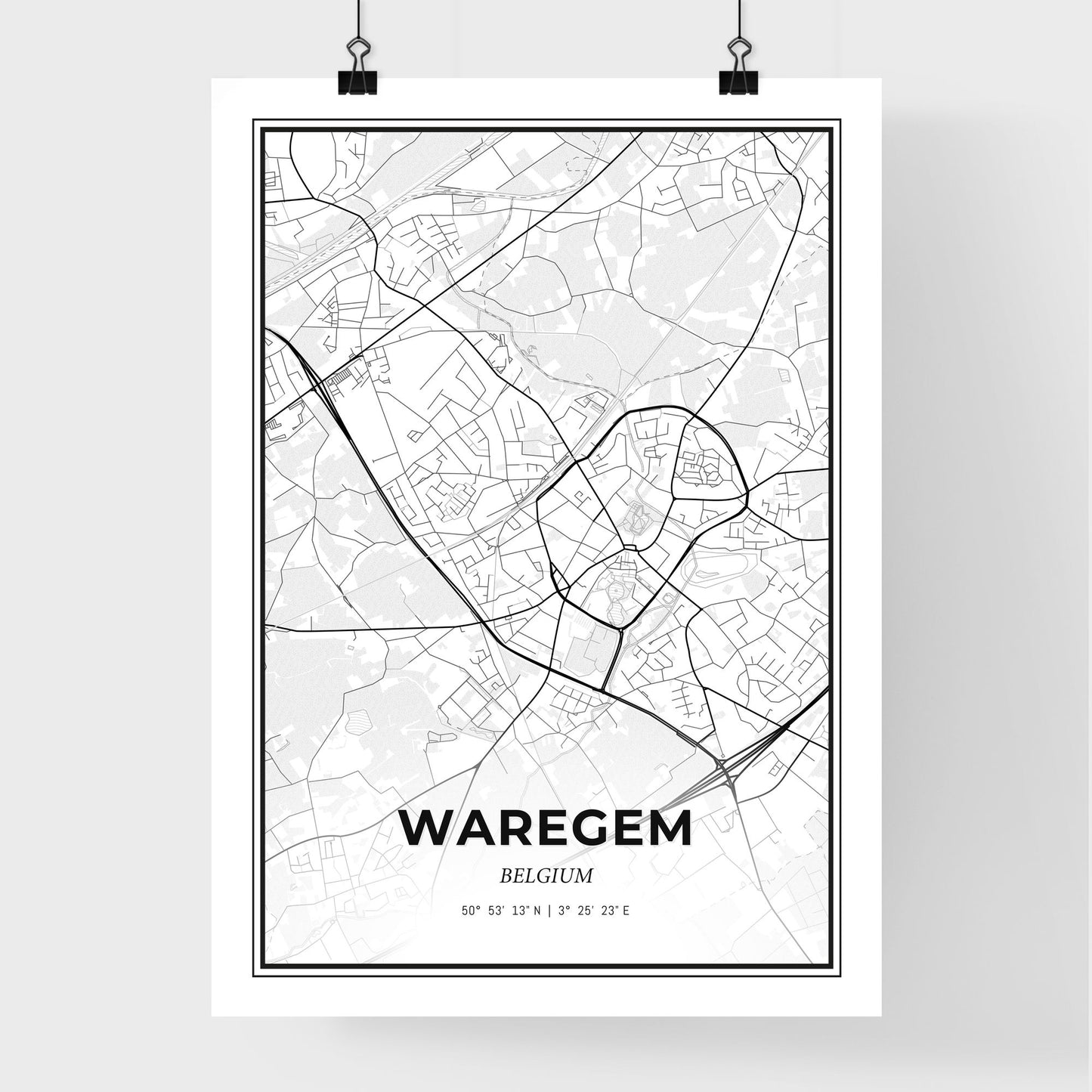 Waregem Belgium - Premium City Map Poster