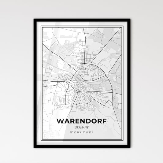 Warendorf Germany - Scandinavian Style City Map for Modern Home Decor