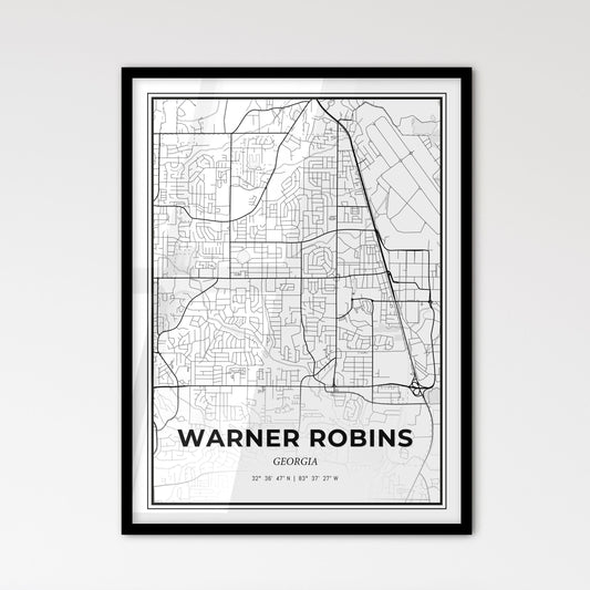 Warner Robins Georgia - Scandinavian Style City Map for Modern Home Decor