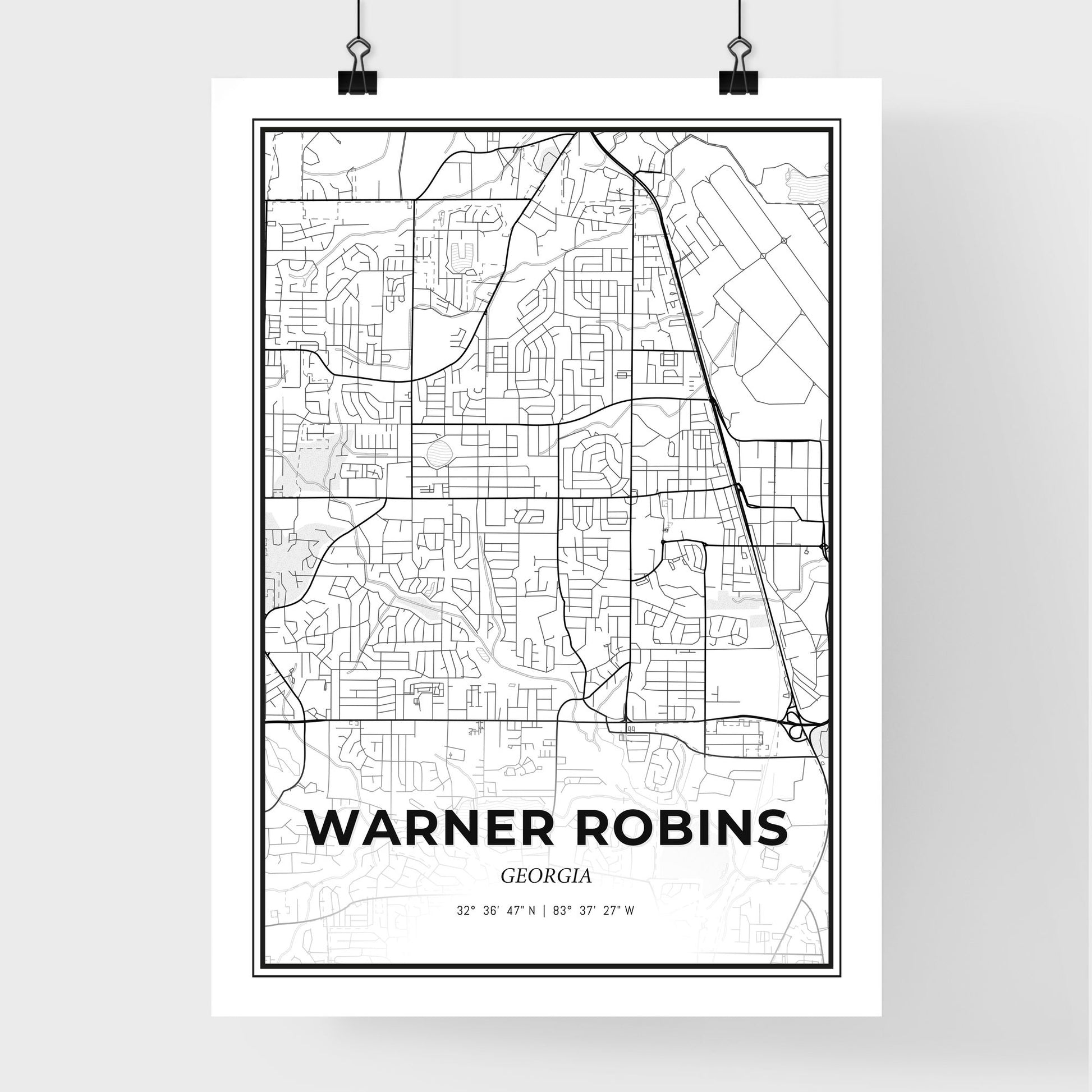 Warner Robins Georgia - Premium City Map Poster