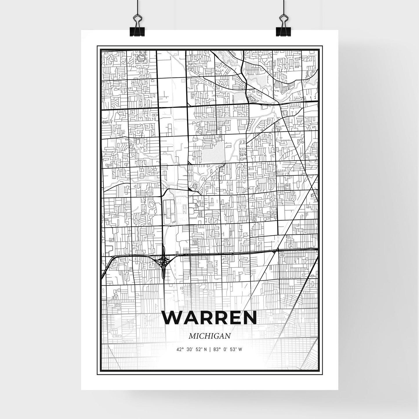 Warren Michigan - Premium City Map Poster