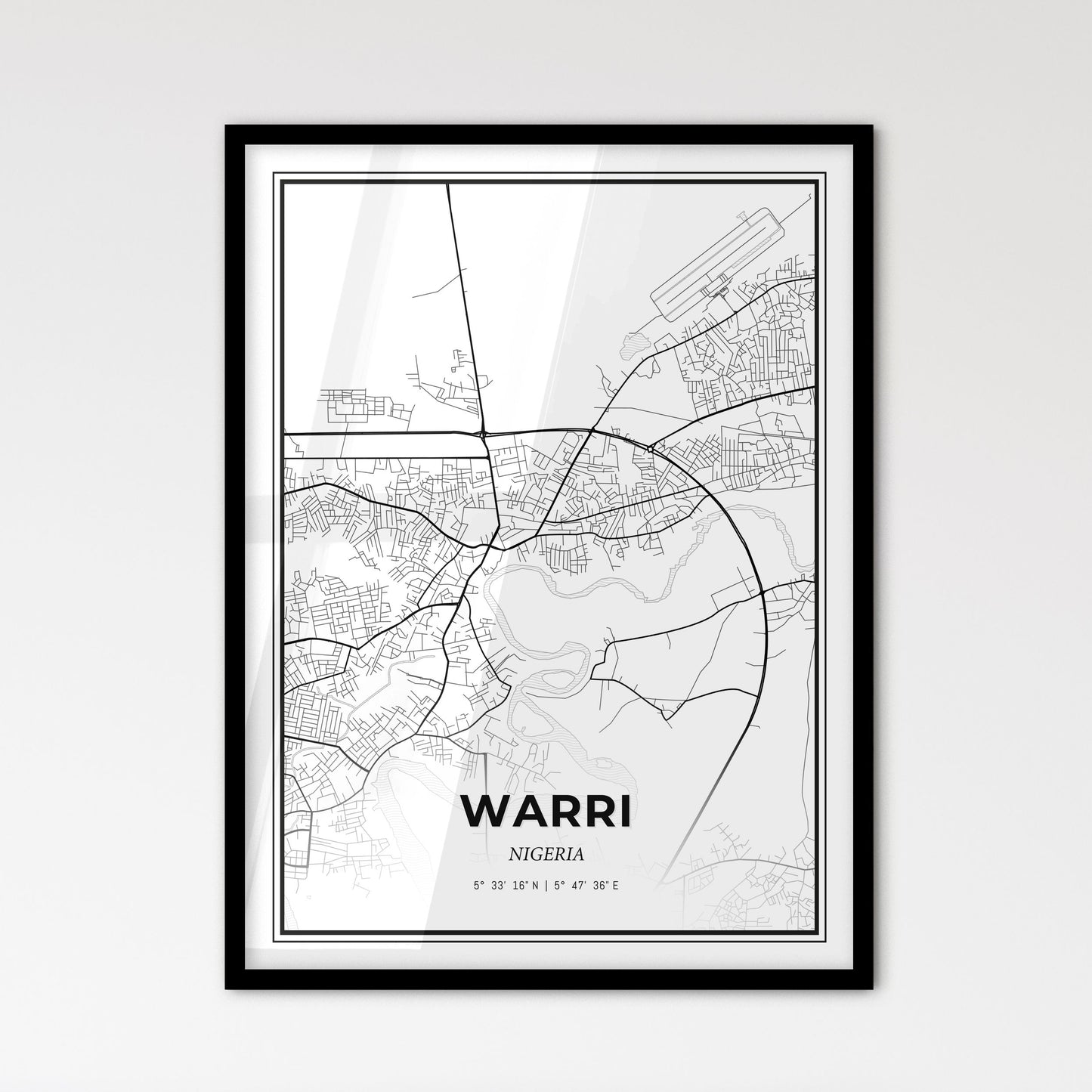 Warri Nigeria - Scandinavian Style City Map for Modern Home Decor