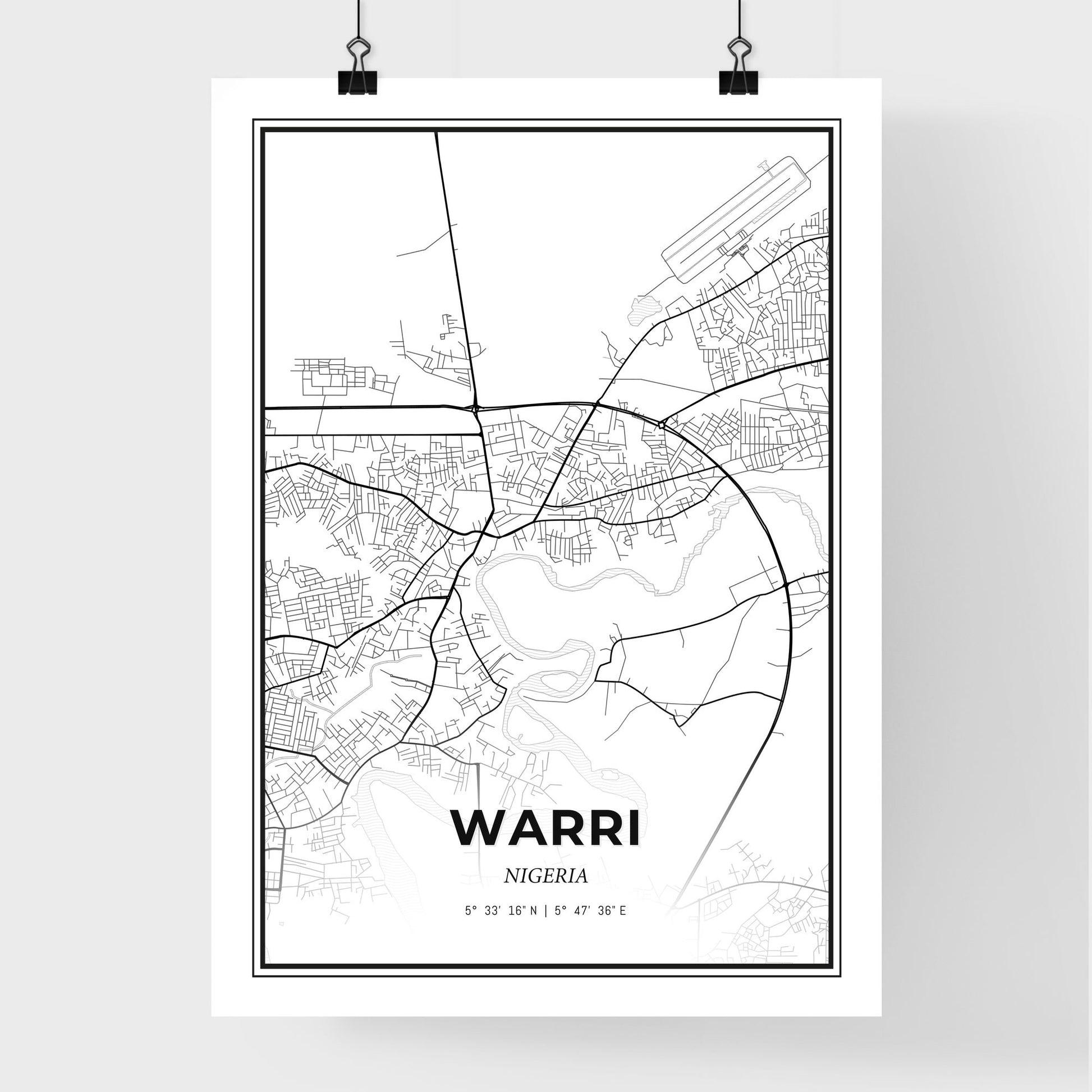 Warri Nigeria - Premium City Map Poster