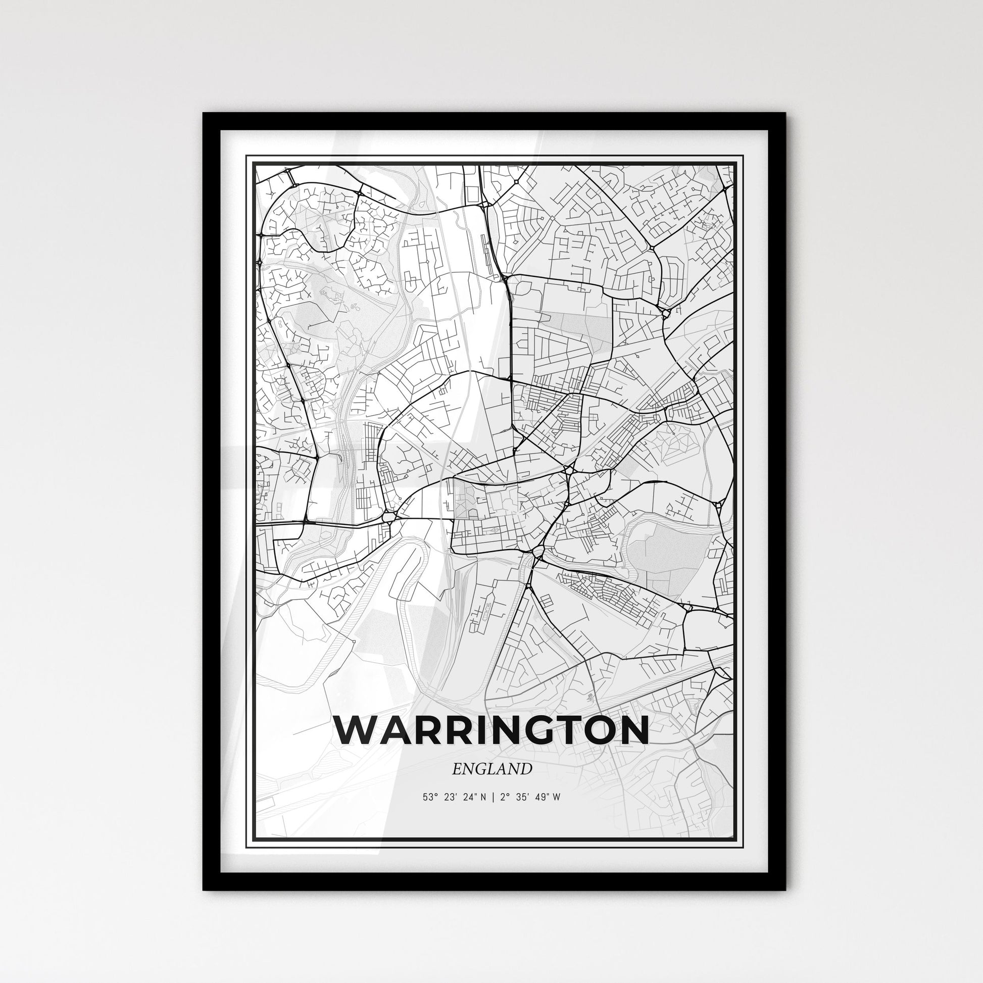 Warrington England - Scandinavian Style City Map for Modern Home Decor