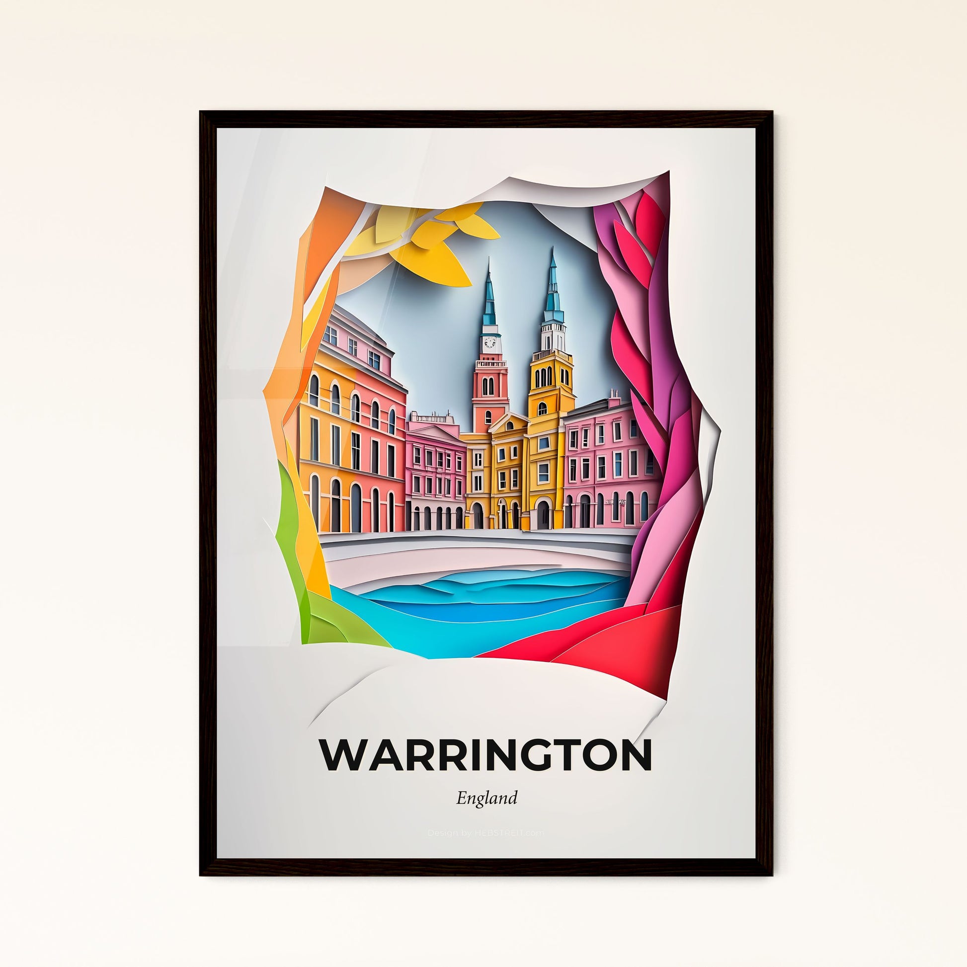 Vivid Warrington, England - a paper cut of a building with a clock tower