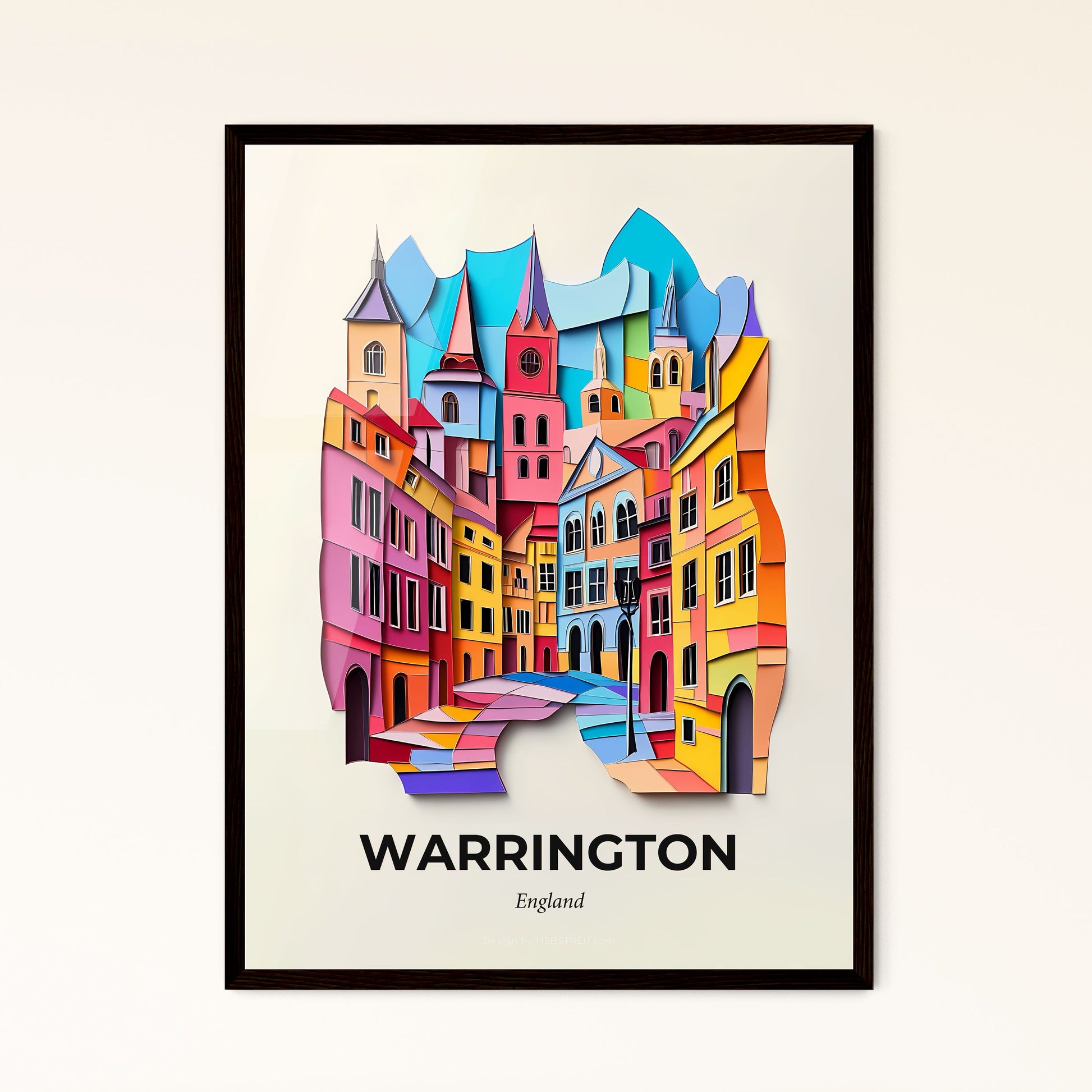 Vivid Warrington, England - a colorful city with a bridge and a clock