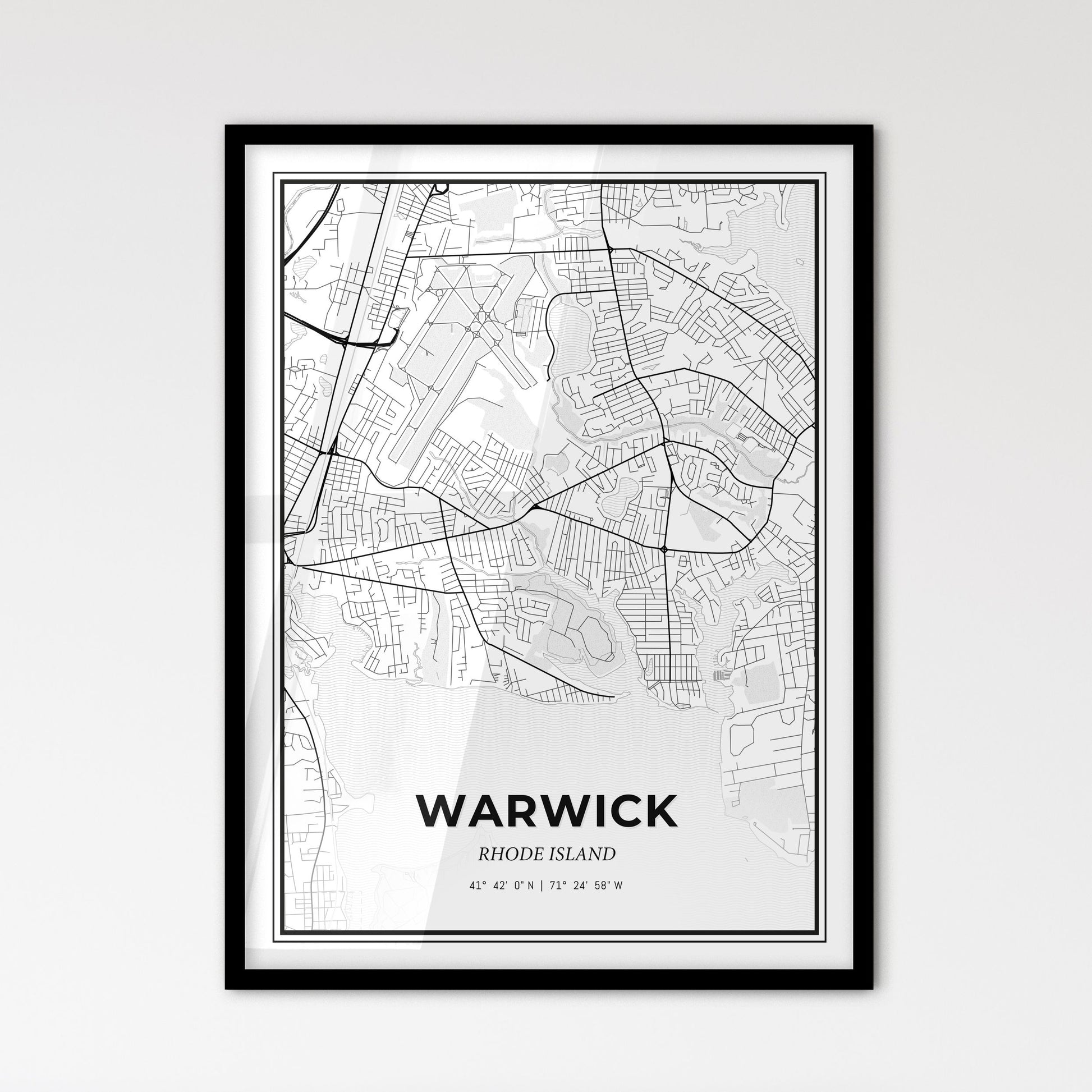 Warwick Rhode Island - Scandinavian Style City Map for Modern Home Decor