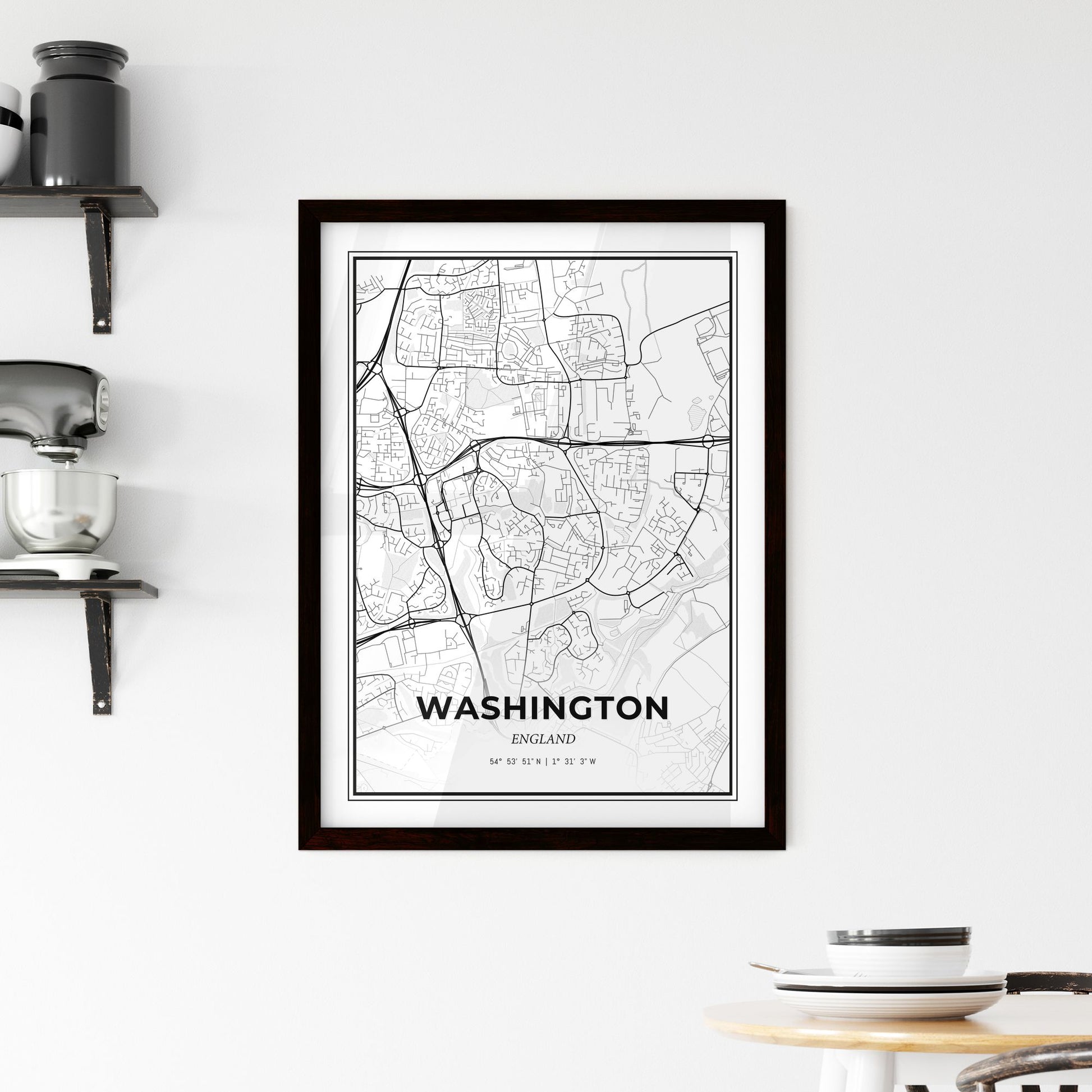 Washington England - Minimal City Map