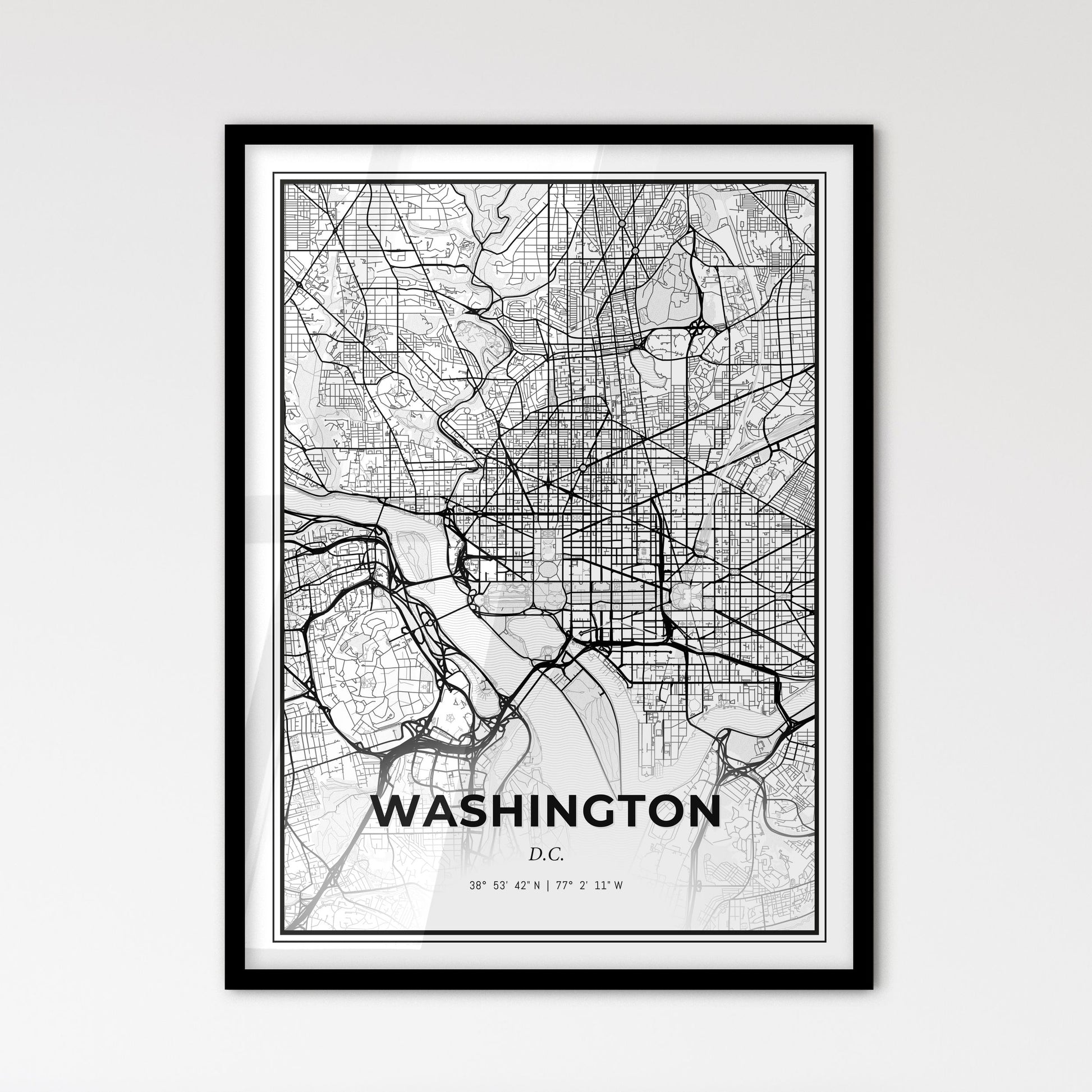 Washington D.C. - Scandinavian Style City Map for Modern Home Decor