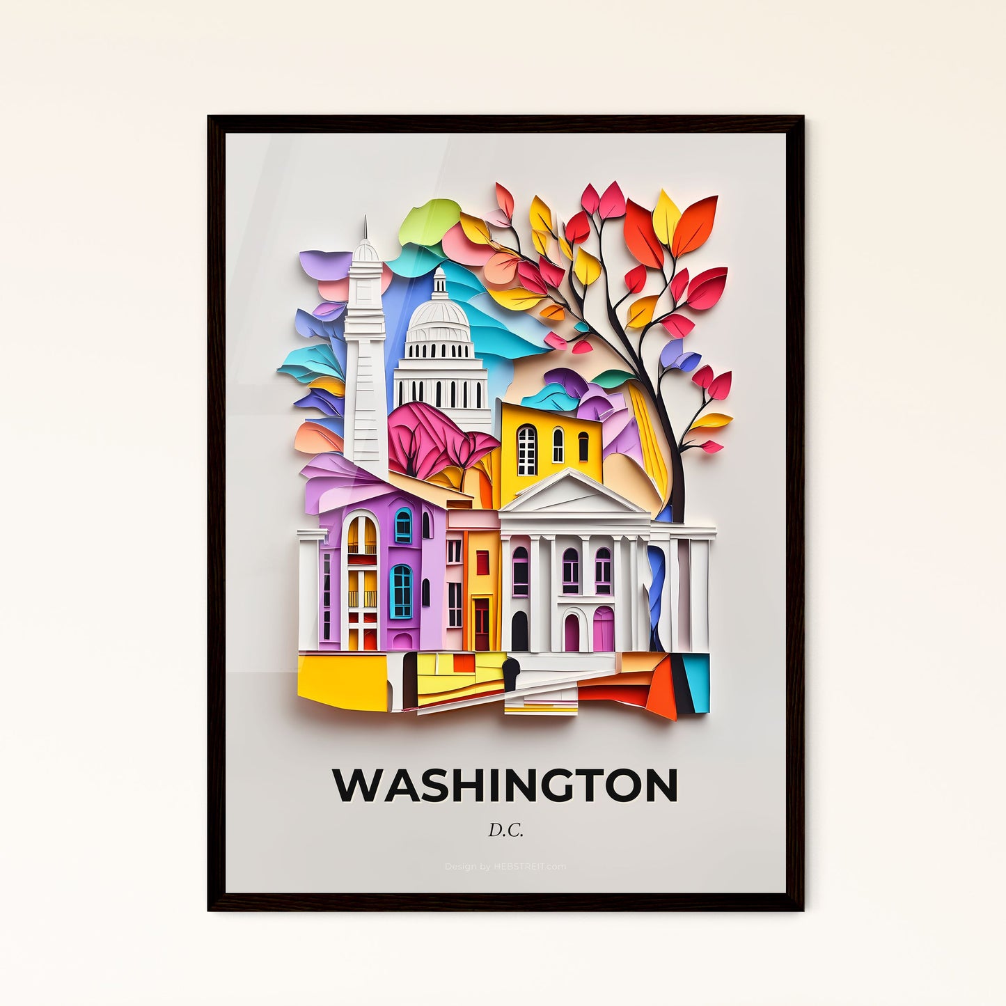 Vivid Washington, D.C. - a paper cut of a city with a tree