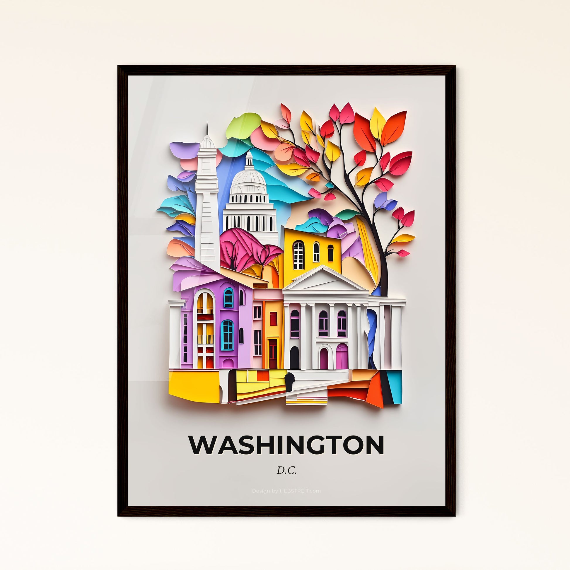 Vivid Washington, D.C. - a paper cut of a city with a tree