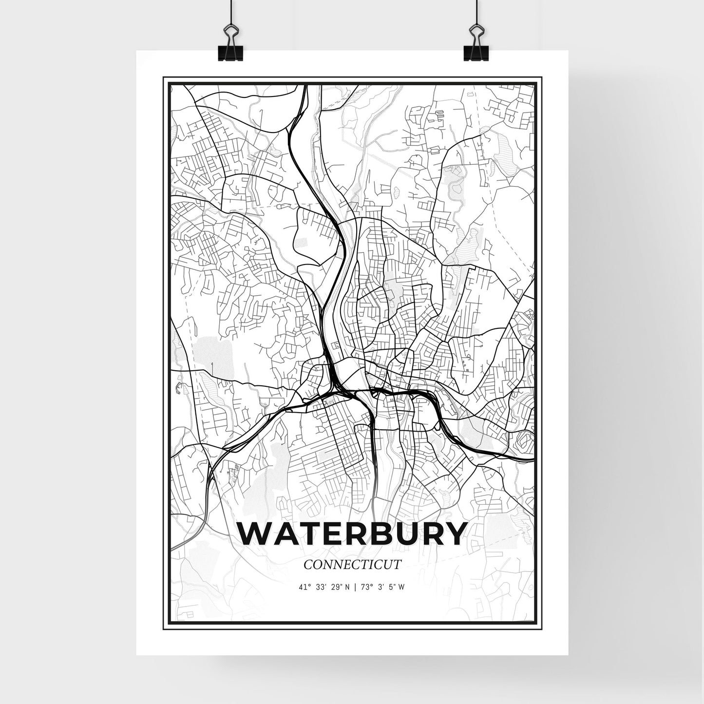 Waterbury Connecticut - Premium City Map Poster