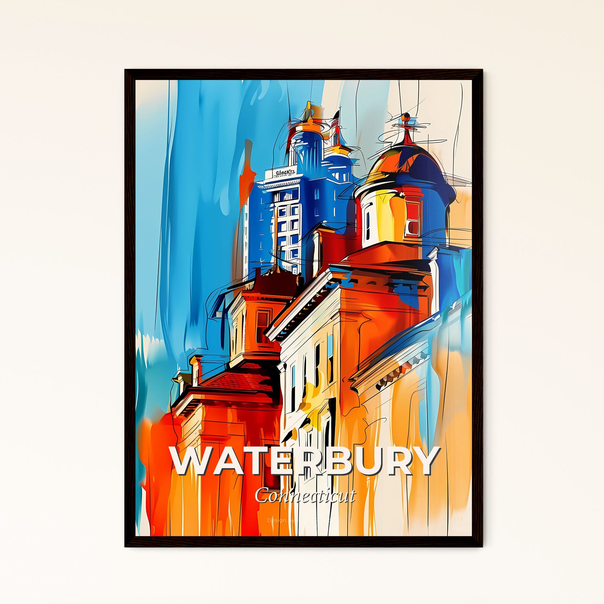 Vibrant Waterbury, Connecticut - A Painting Of A Building