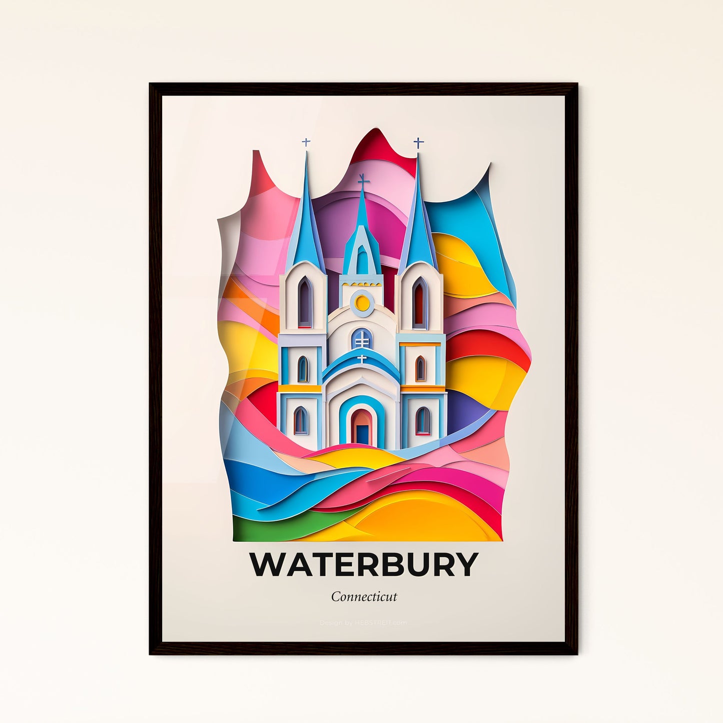 Vivid Waterbury, Connecticut - a church with a clock on top of it