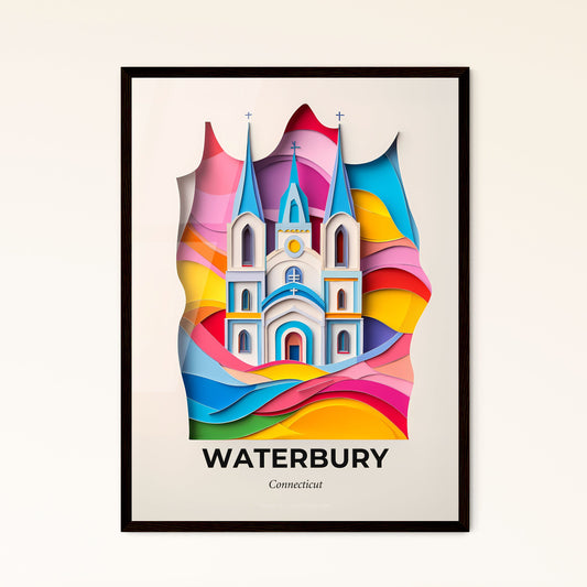 Vivid Waterbury, Connecticut - a church with a clock on top of it