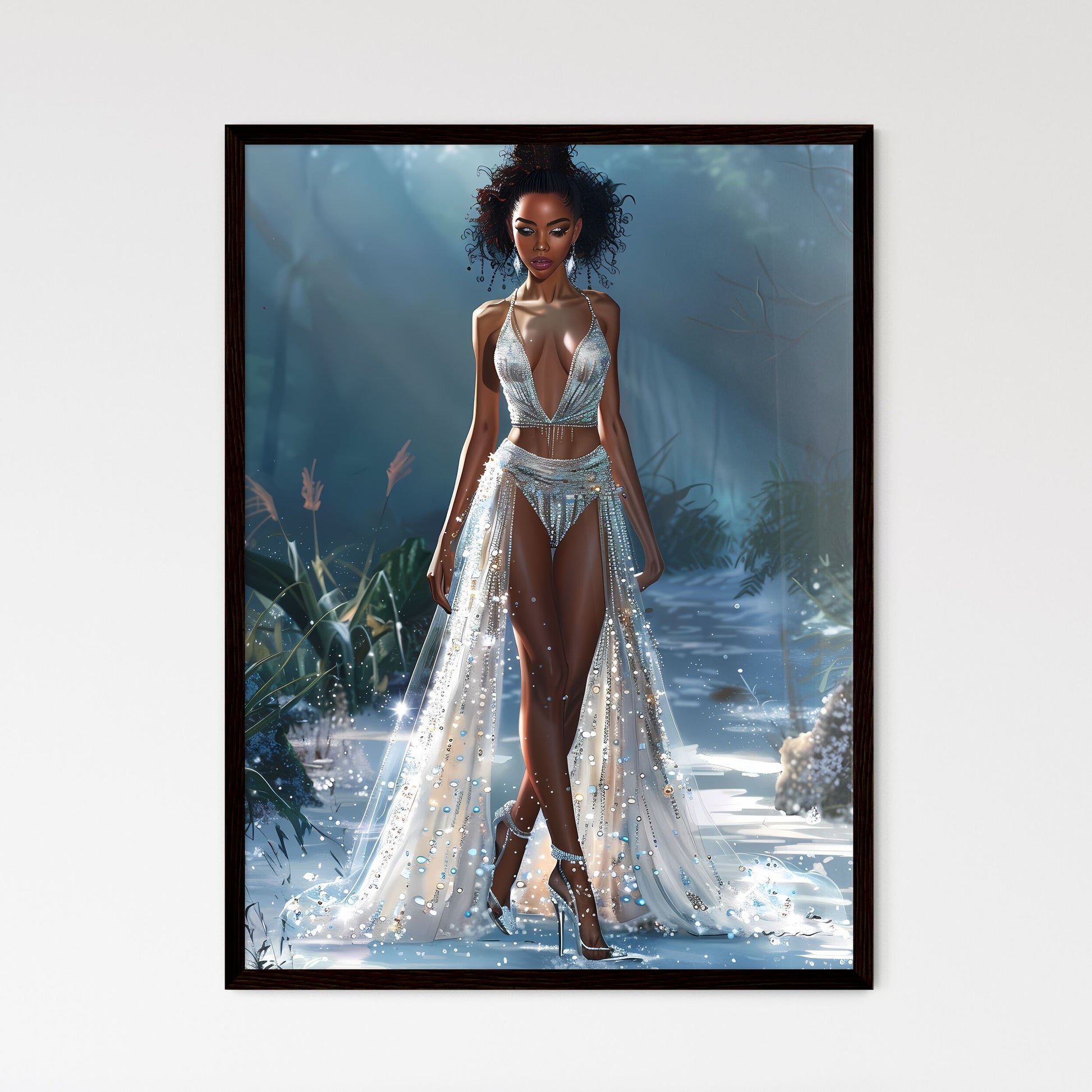 Ethereal Art Deco Lady in Watercolor - Framed Art Print HEBSTREIT Ethereal Art Deco Lady in Watercolor - Framed Art Print HEBSTREIT