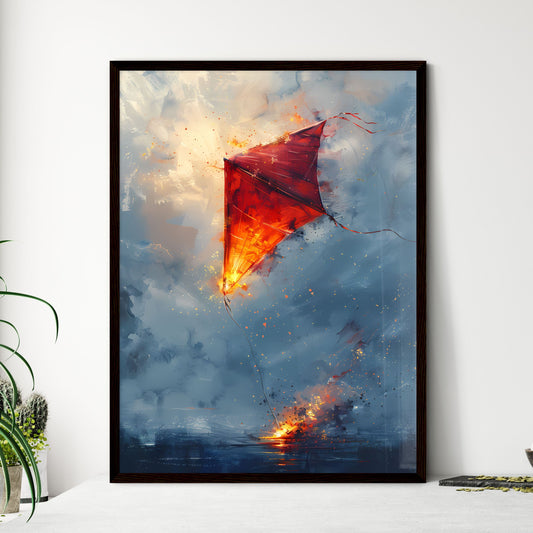 Vibrant Watercolor Kite Sky Ar - Framed Art Print