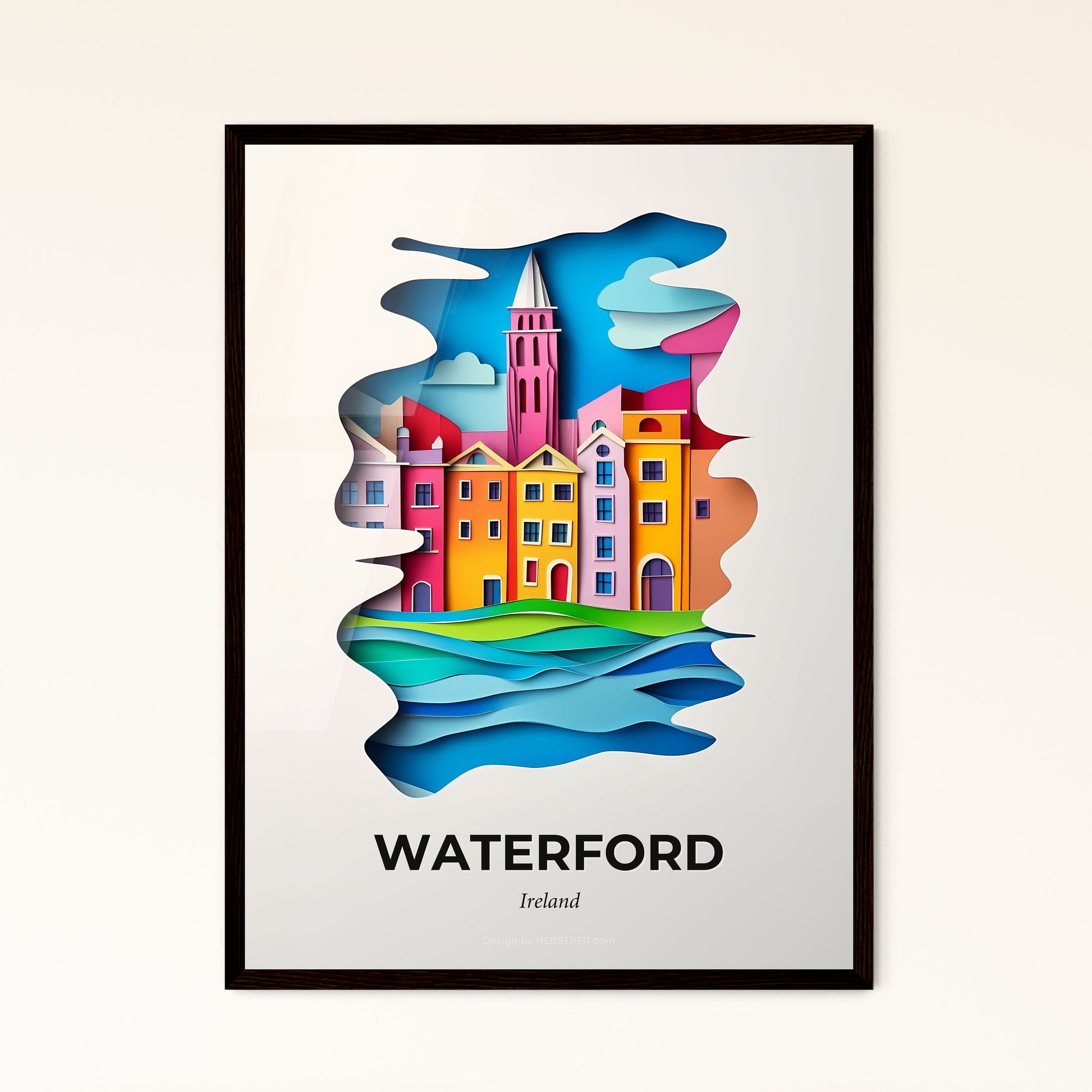 Vivid Waterford, Ireland - a colorful city with a clock tower on top of it