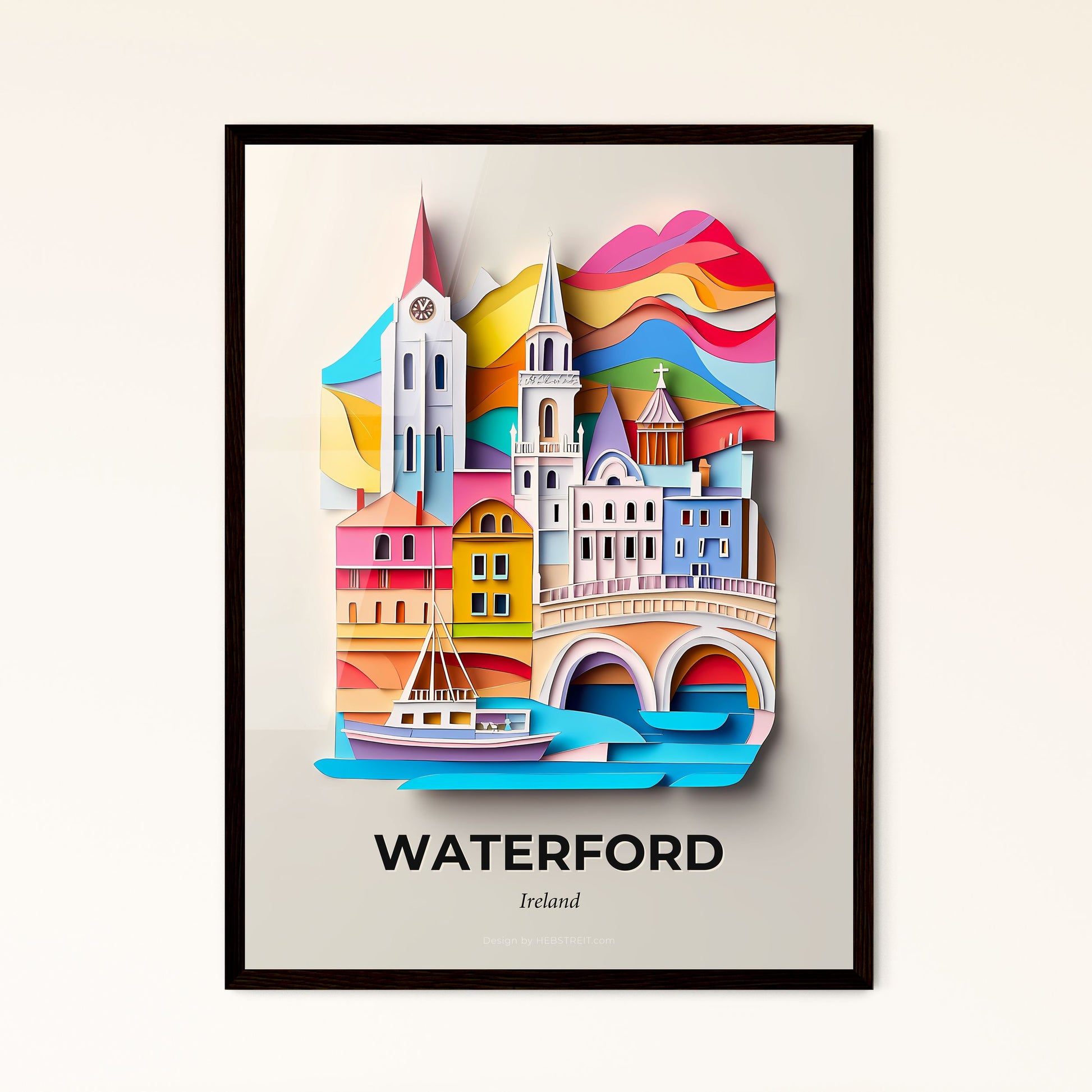 Vivid Waterford, Ireland - a paper cut of a city with a bridge