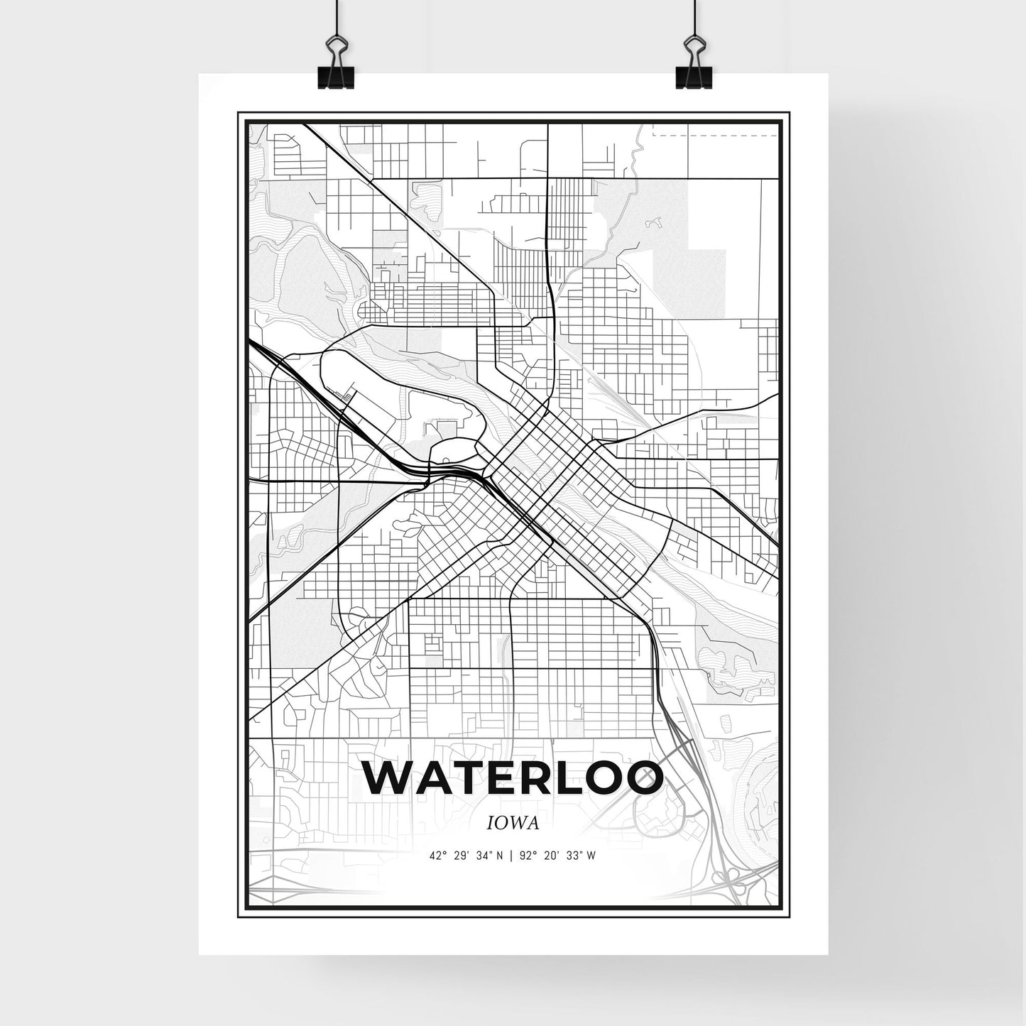 Waterloo Iowa - Premium City Map Poster